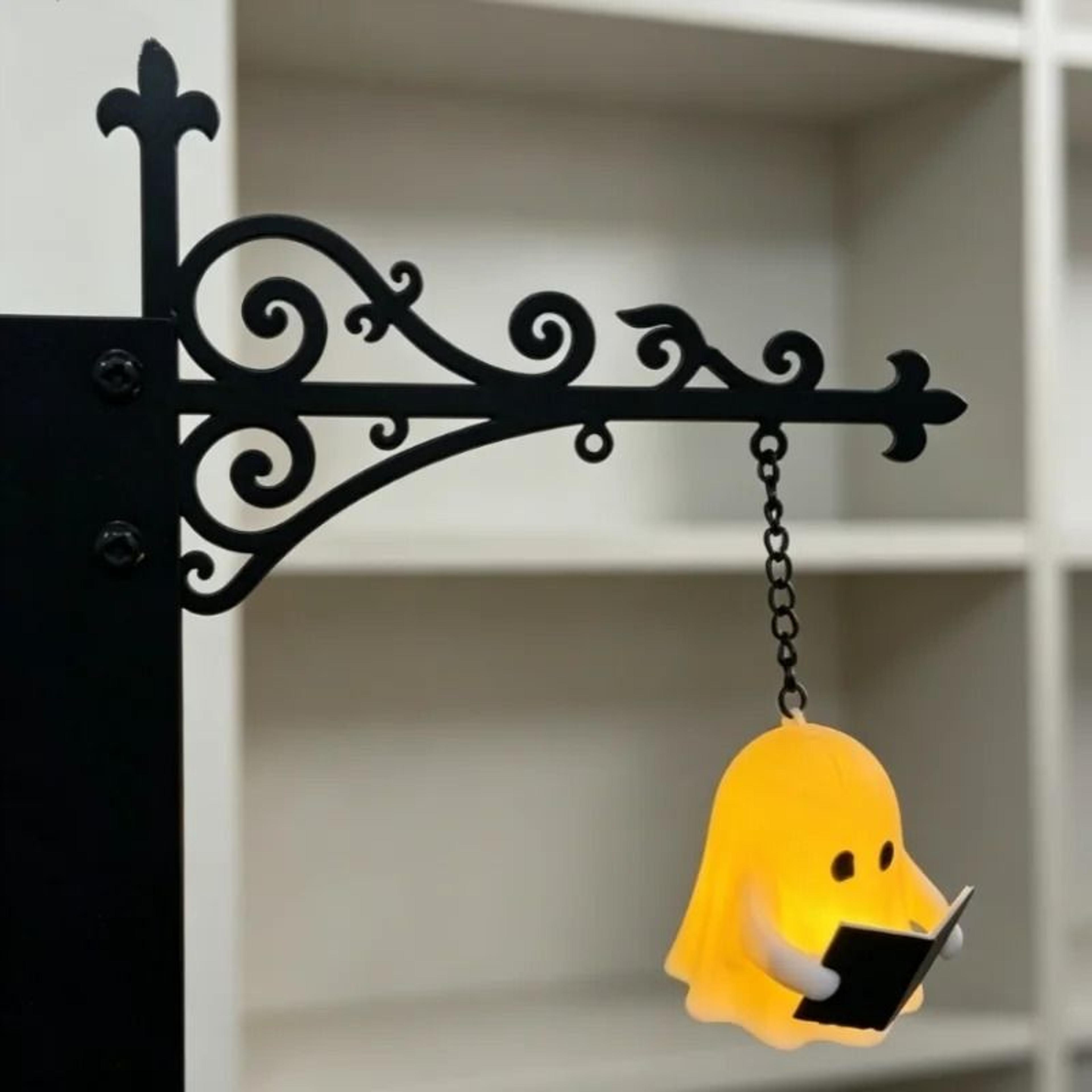 halloween hanging ghost reading book night light cute spooky led wall decor lamp