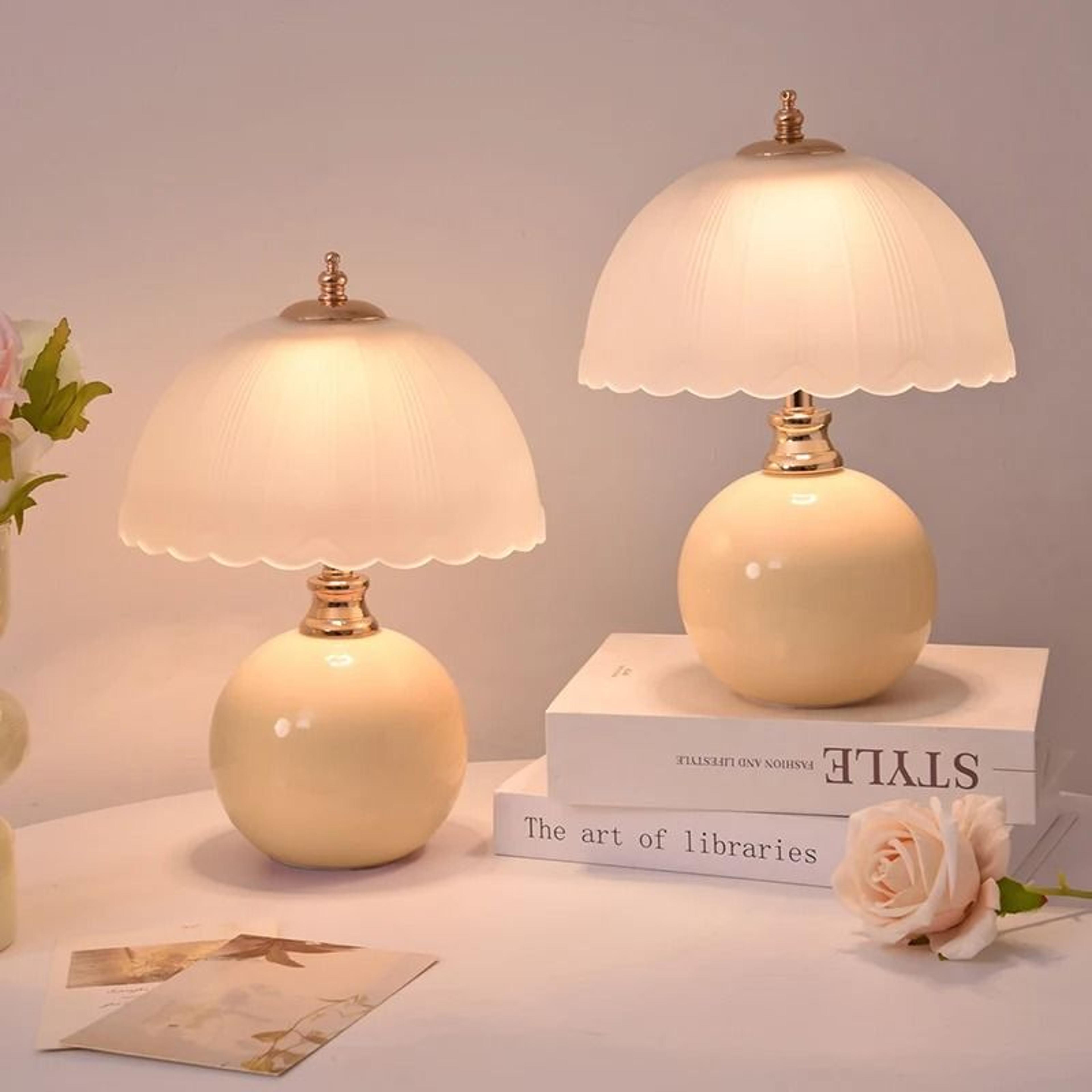 modern ceramic table lamp with glass shade minimalist bedside reading light for bedroom & nursery
