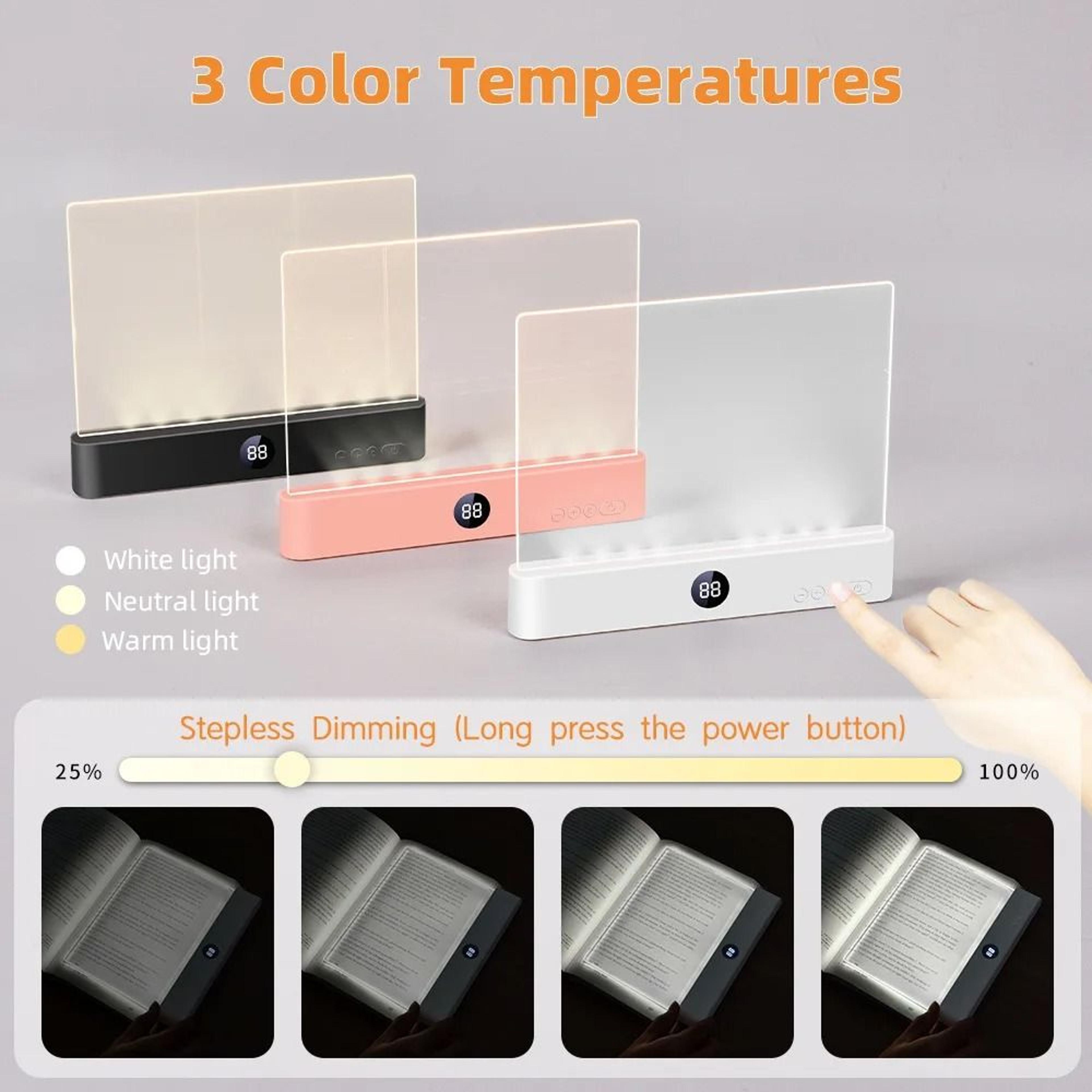 2-in-1 led flat panel page reading light usb rechargeable eye protection night vision book lamp