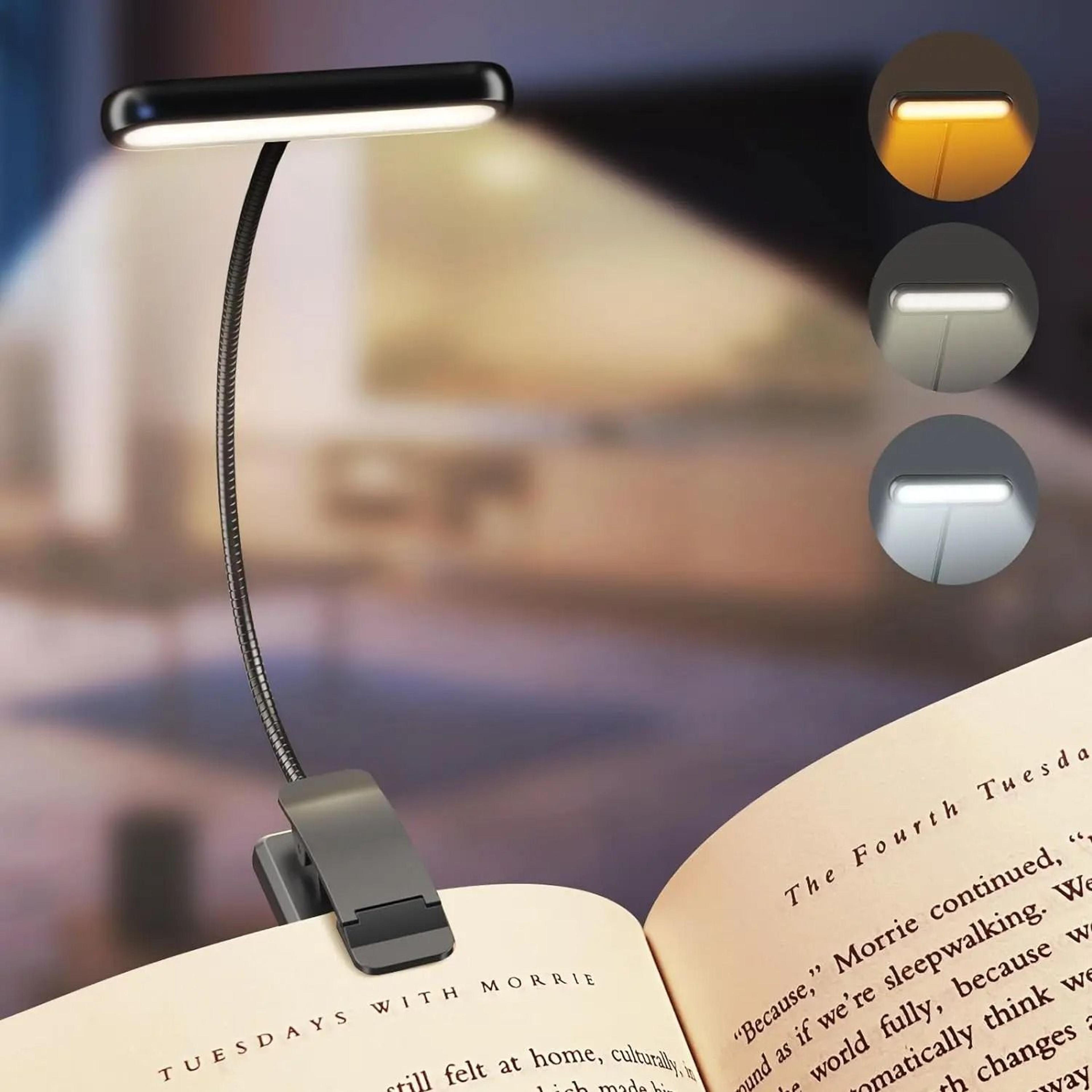 14 led clip-on book light usb rechargeable reading lamp 3 color modes warm cool daylight flexible portable night light
