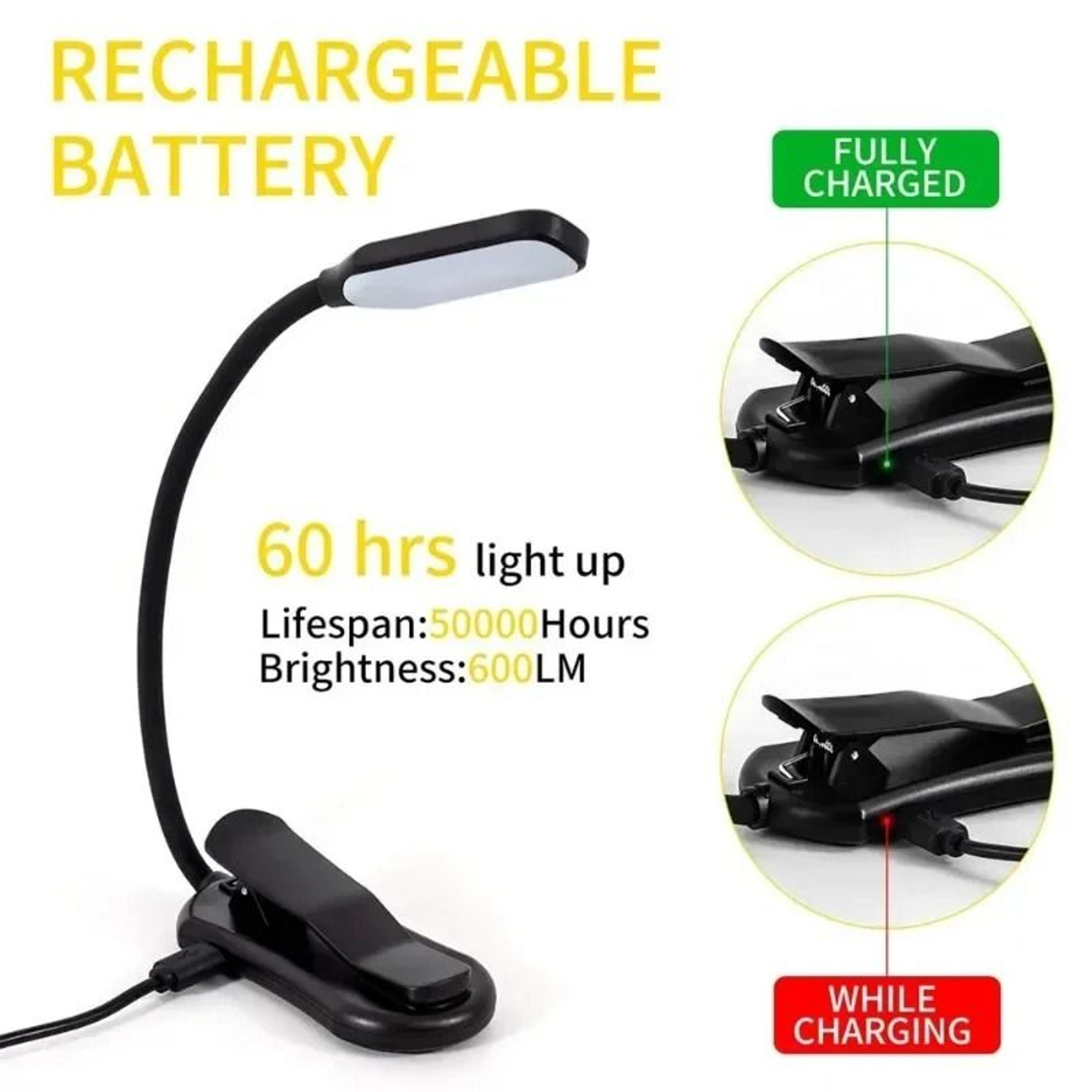 bendable gooseneck clip led reading lamp 3 modes usb rechargeable book light