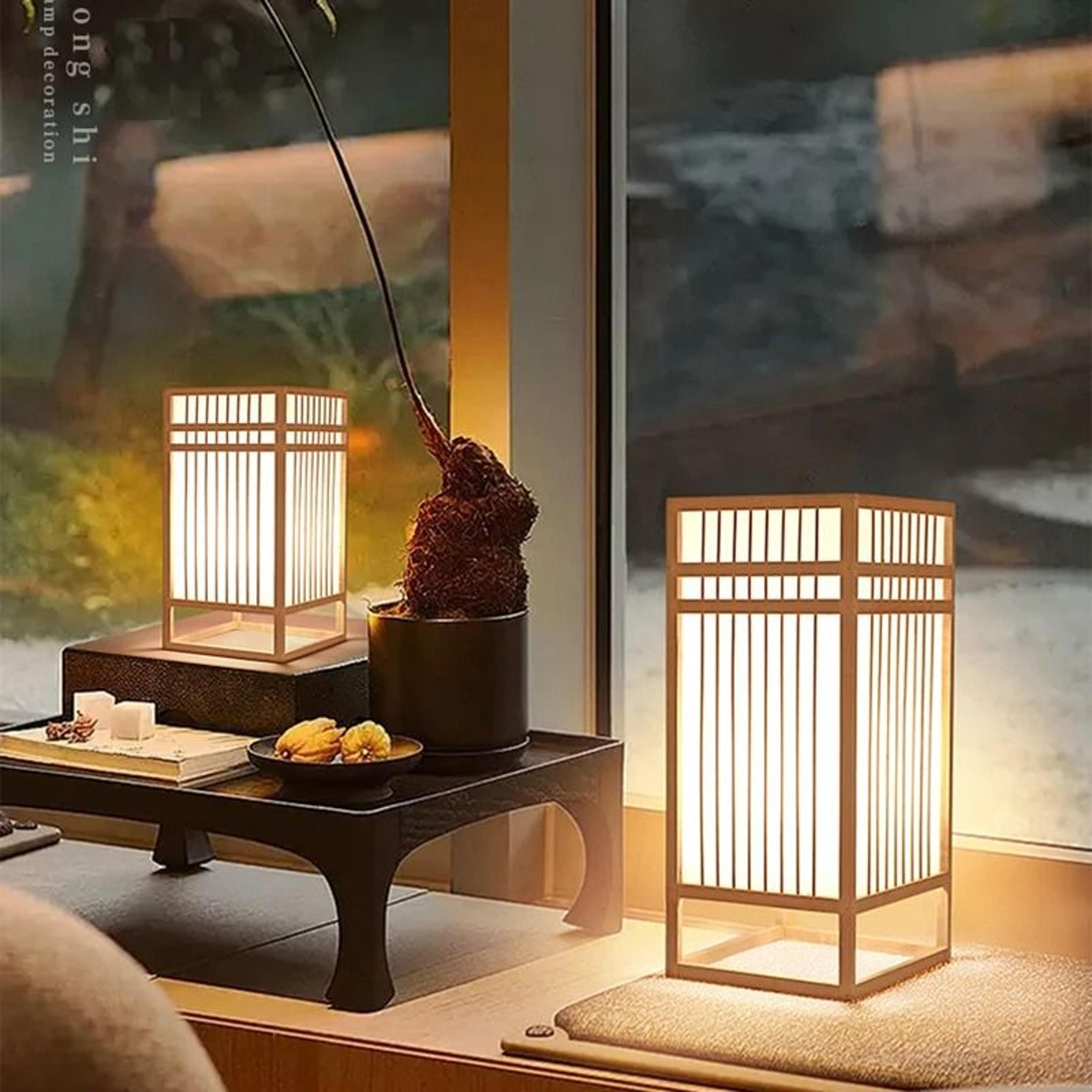 handmade woven bamboo table lamp vintage ambient desk light for bedroom living room