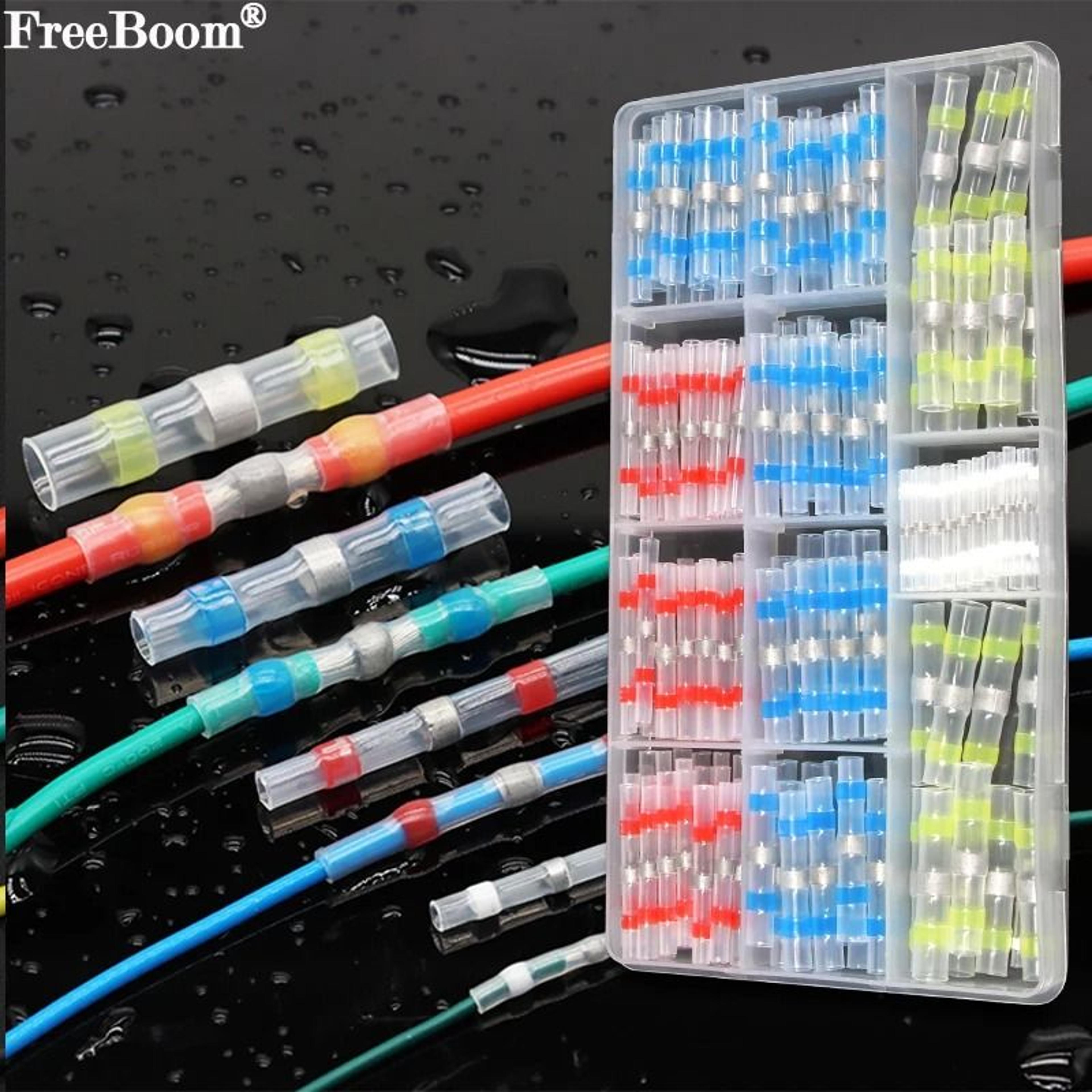solder seal wire connectors kit waterproof heat shrink butt crimp terminals electrical cable splice