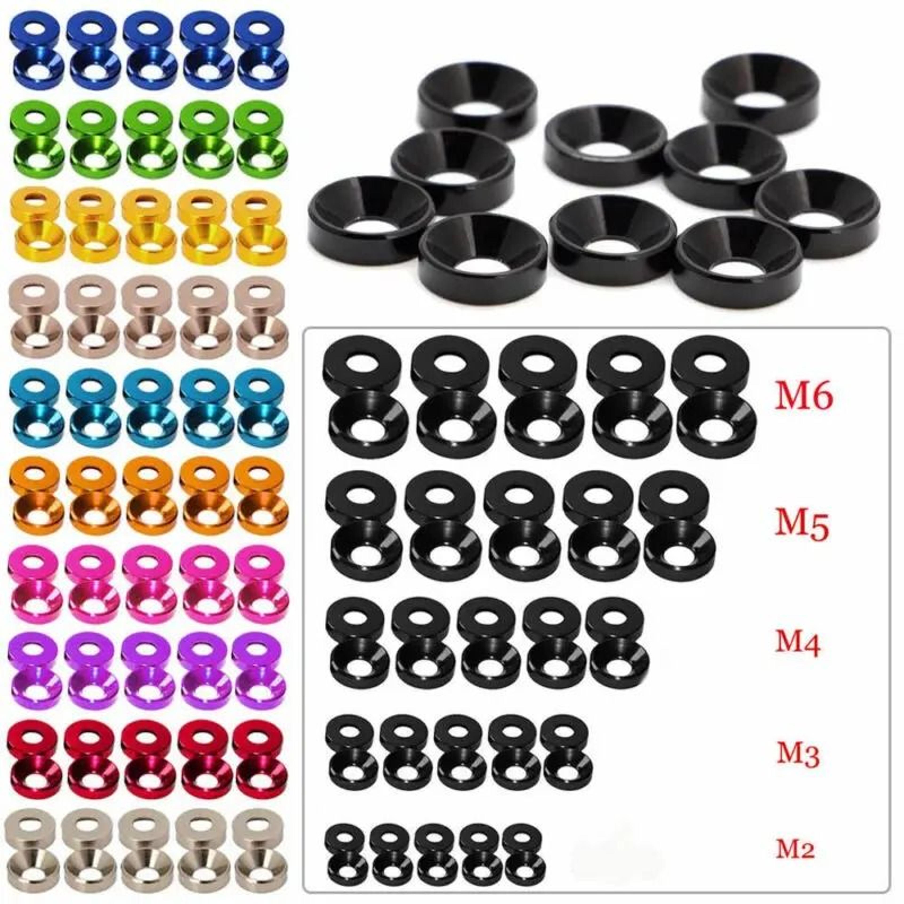 20pcs aluminum colorful anodized countersunk head bolt washers m2 m3 m4 m5 m6 gasket set
