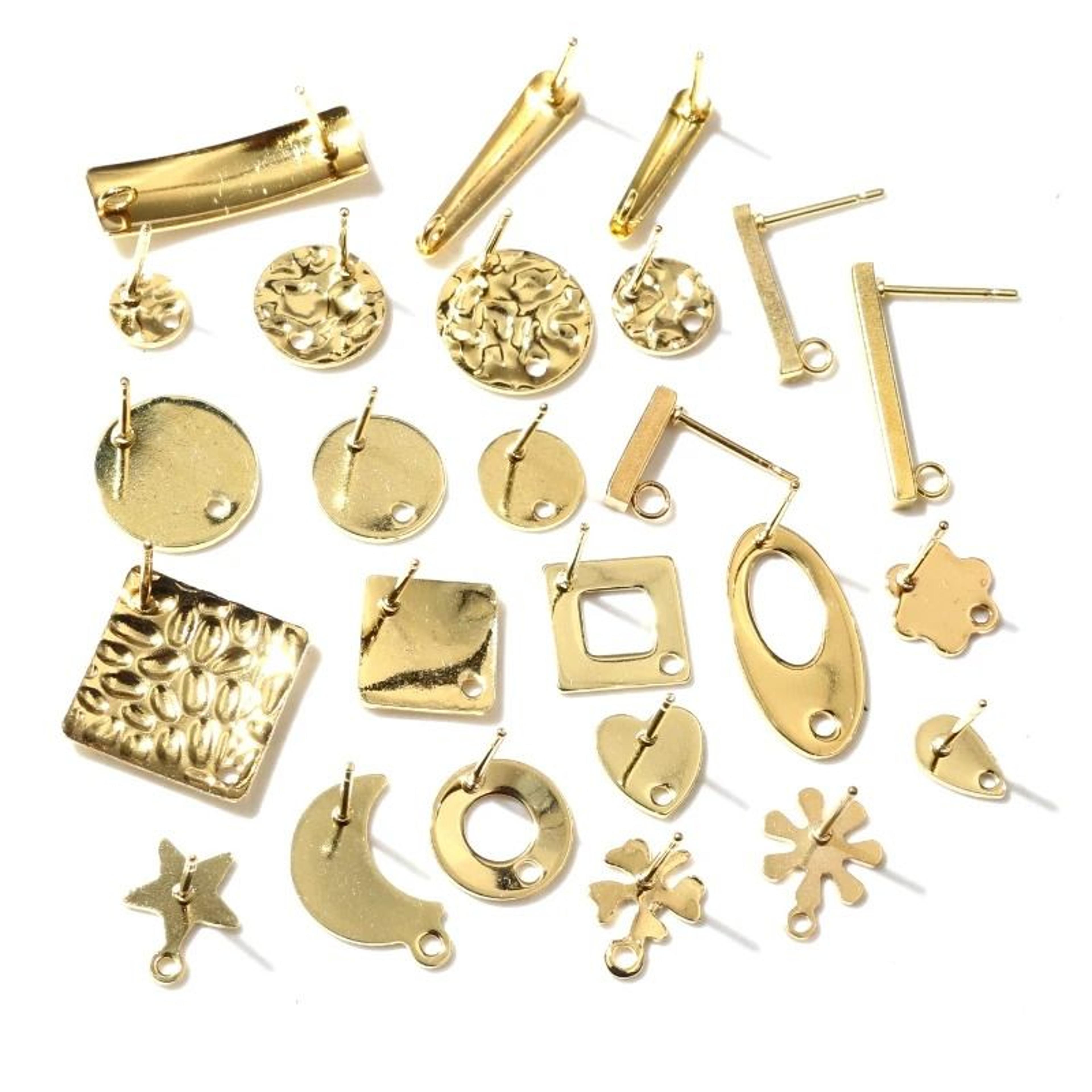 20pcs 316 stainless steel gold geometric earring stud posts connector findings for diy jewelry making