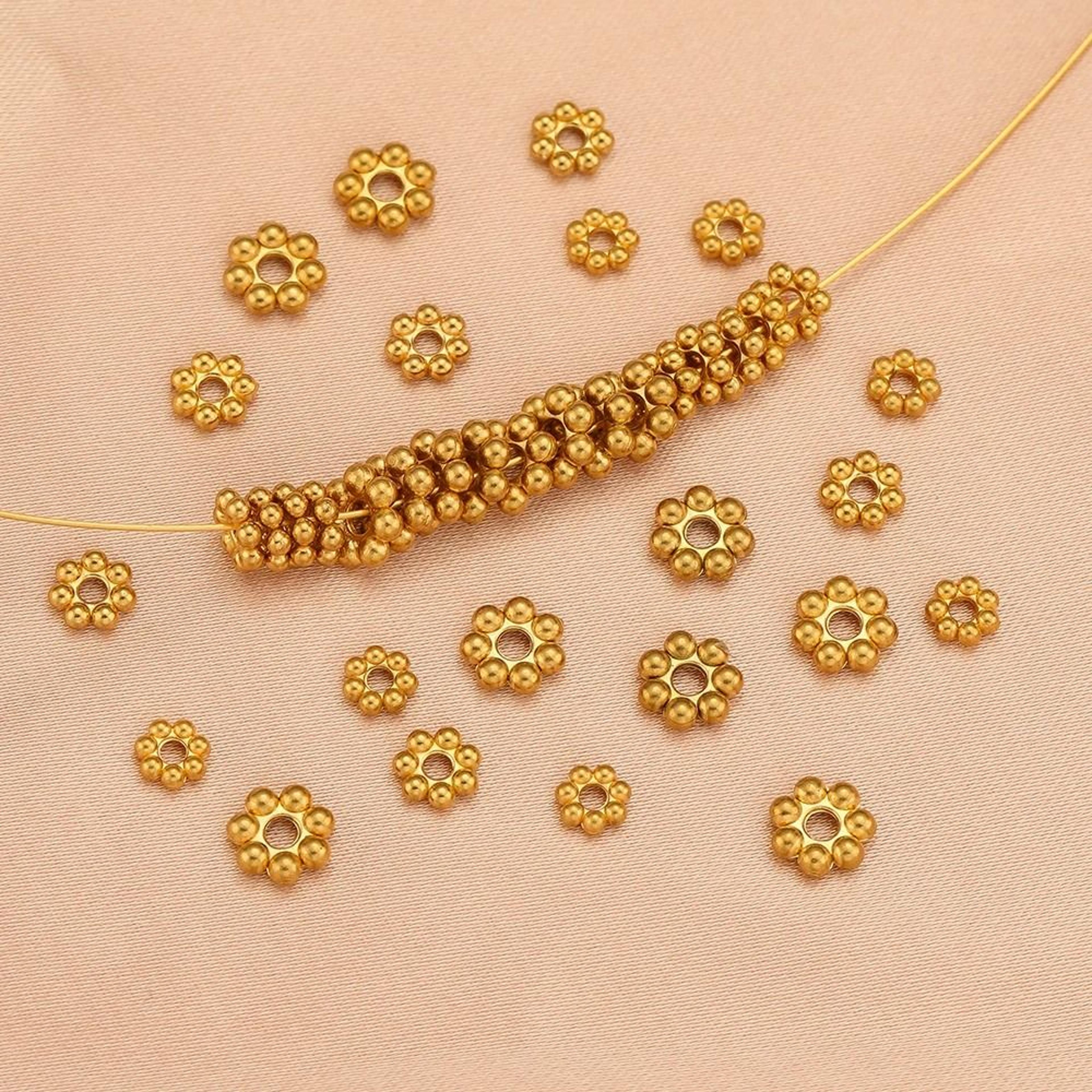 50pcs stainless steel flower shape loose spacer beads findings for diy jewelry making bracelets & necklaces