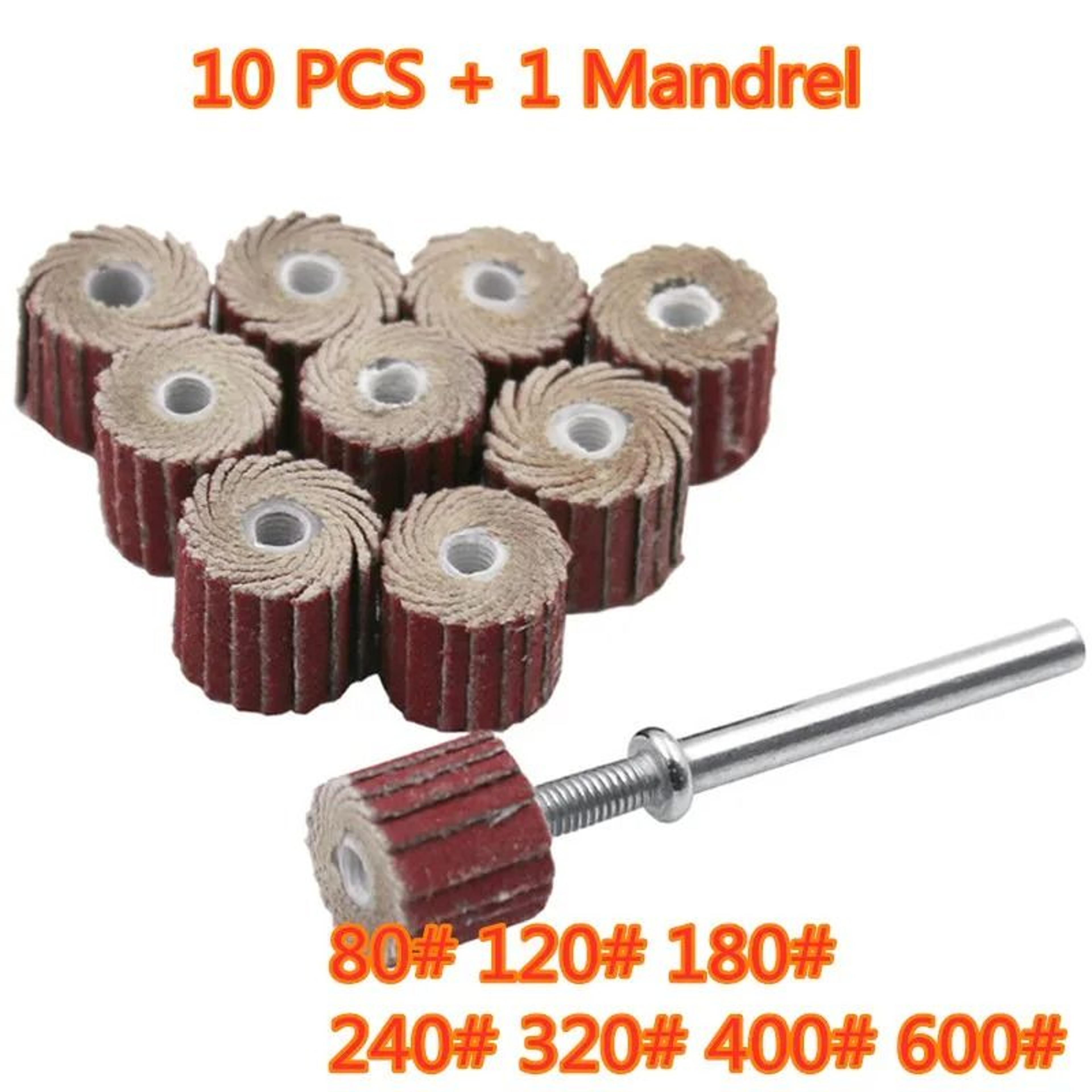 10pcs sandpaper sanding flap polishing wheels set for dremel rotary tool shutter abrasive disc 1/8" shank