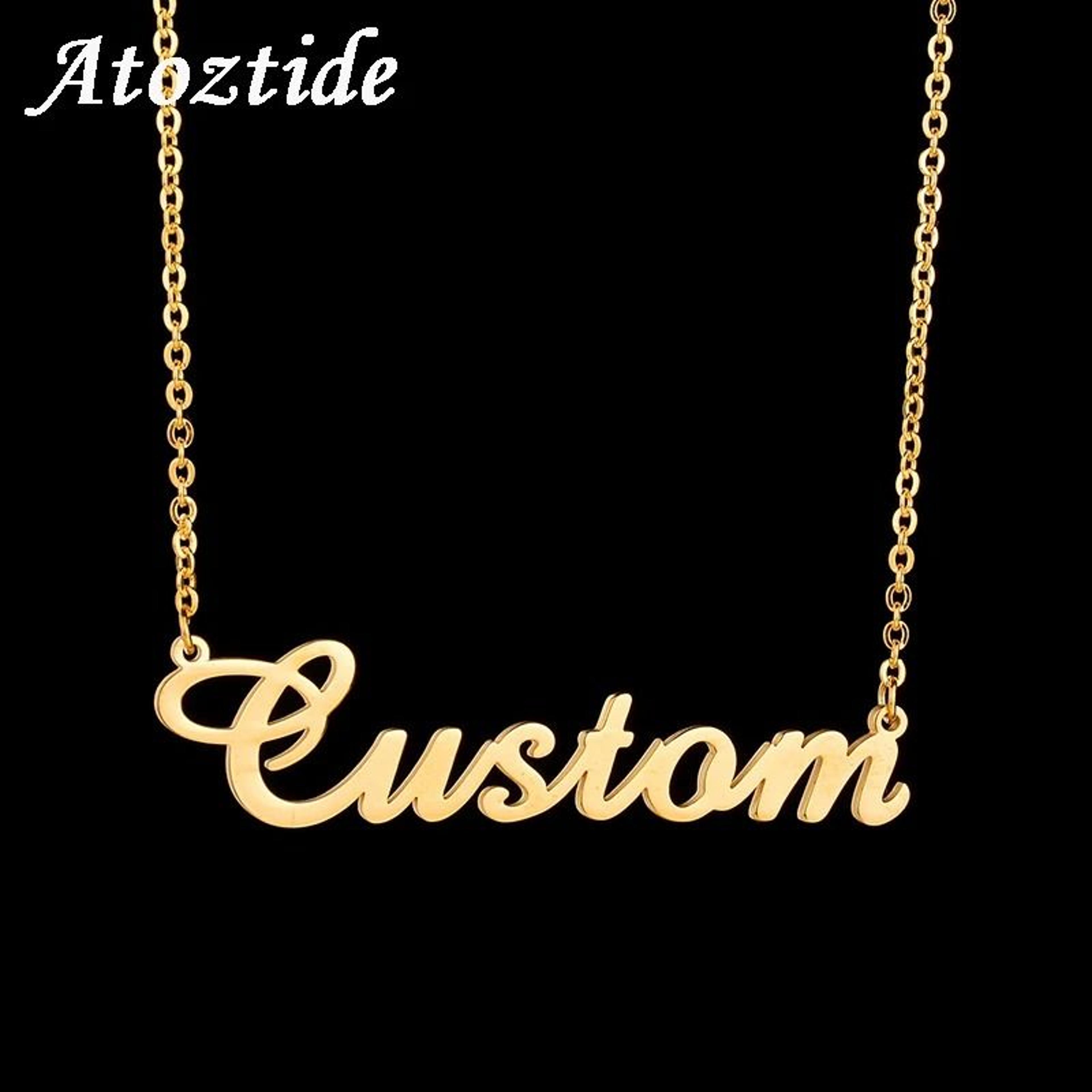customized personalized nameplate necklace stainless steel gold color letter choker pendant gift
