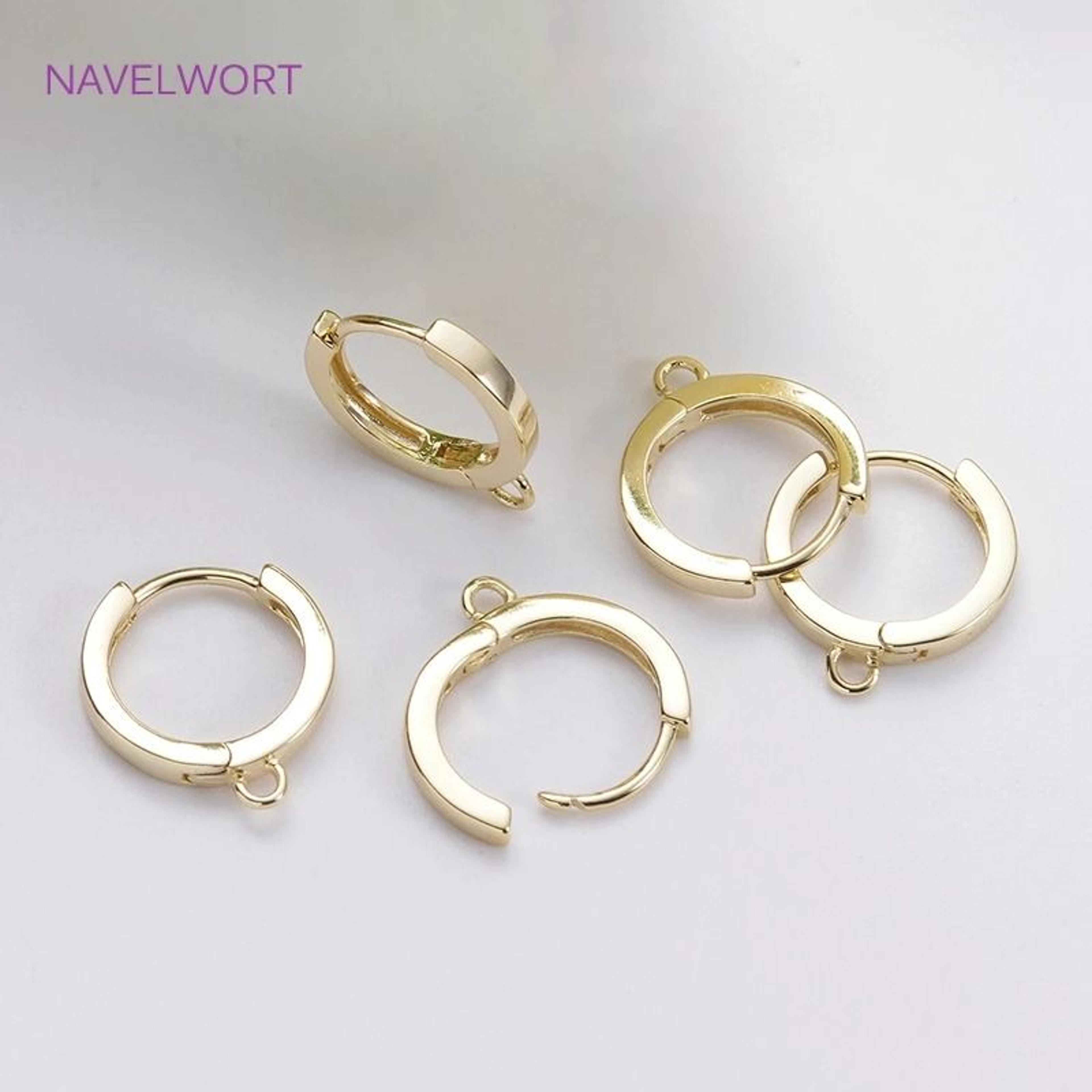 14k gold plated brass round hoop earring hooks & fasteners for diy jewelry