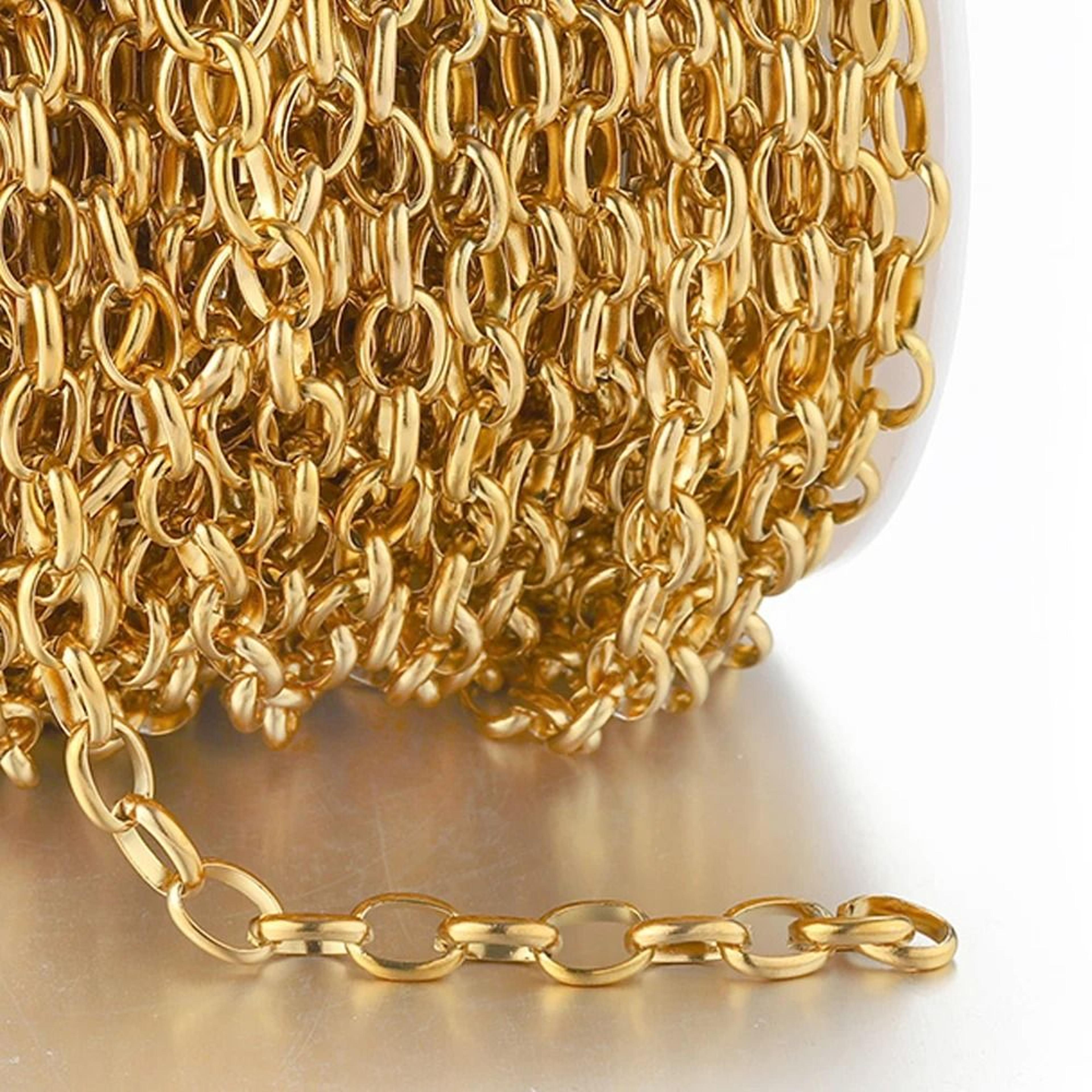4.501m no fade 7.5mm stainless steel gold rolo chain for diy jewelry making