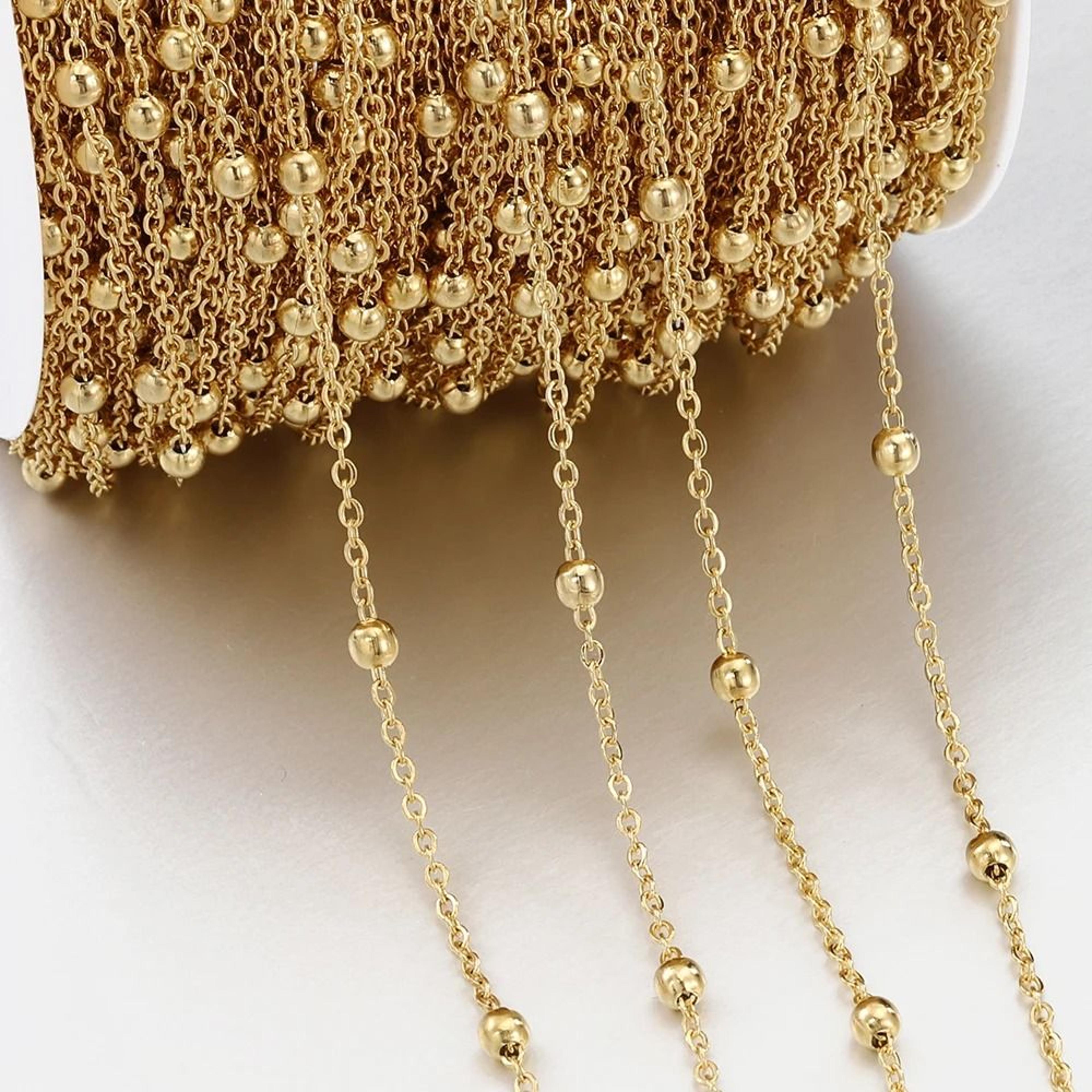 no fade stainless steel bead ball chain for diy necklace jewelry making (1m/2m)