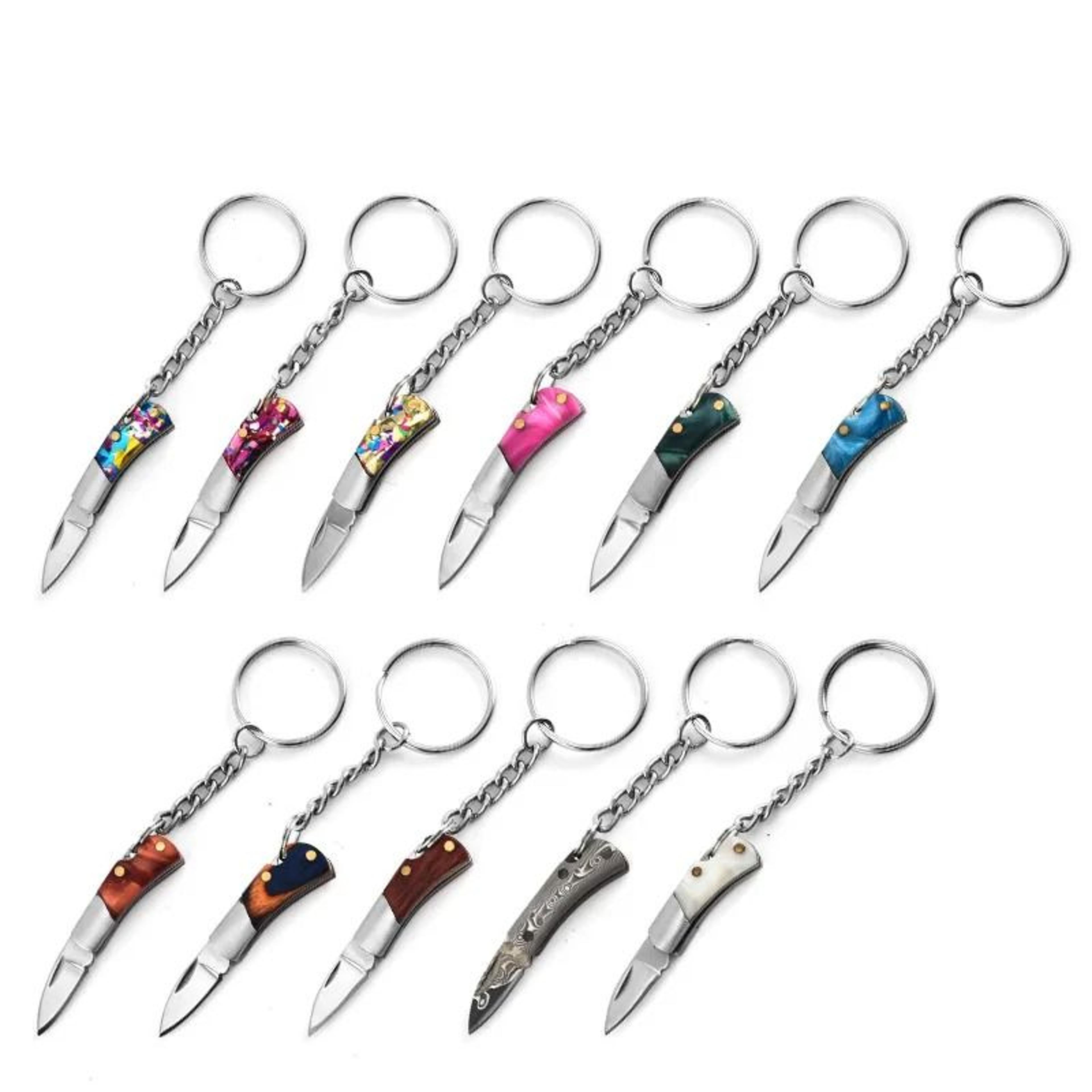 5cm mini folding knife pendant keychain brass wood handle small unboxing tool