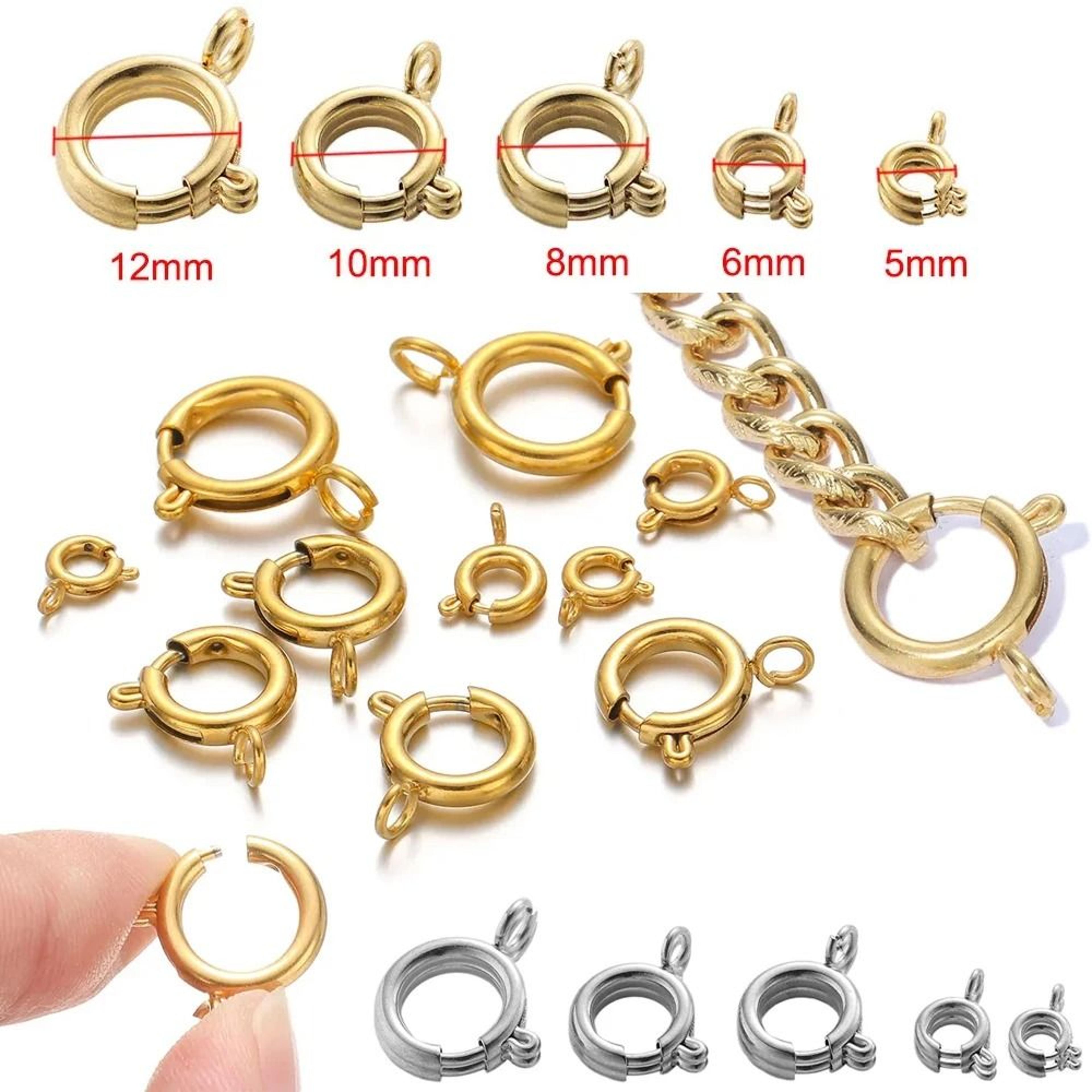 10pcs stainless steel spring ring clasps round claw connectors for jewelry