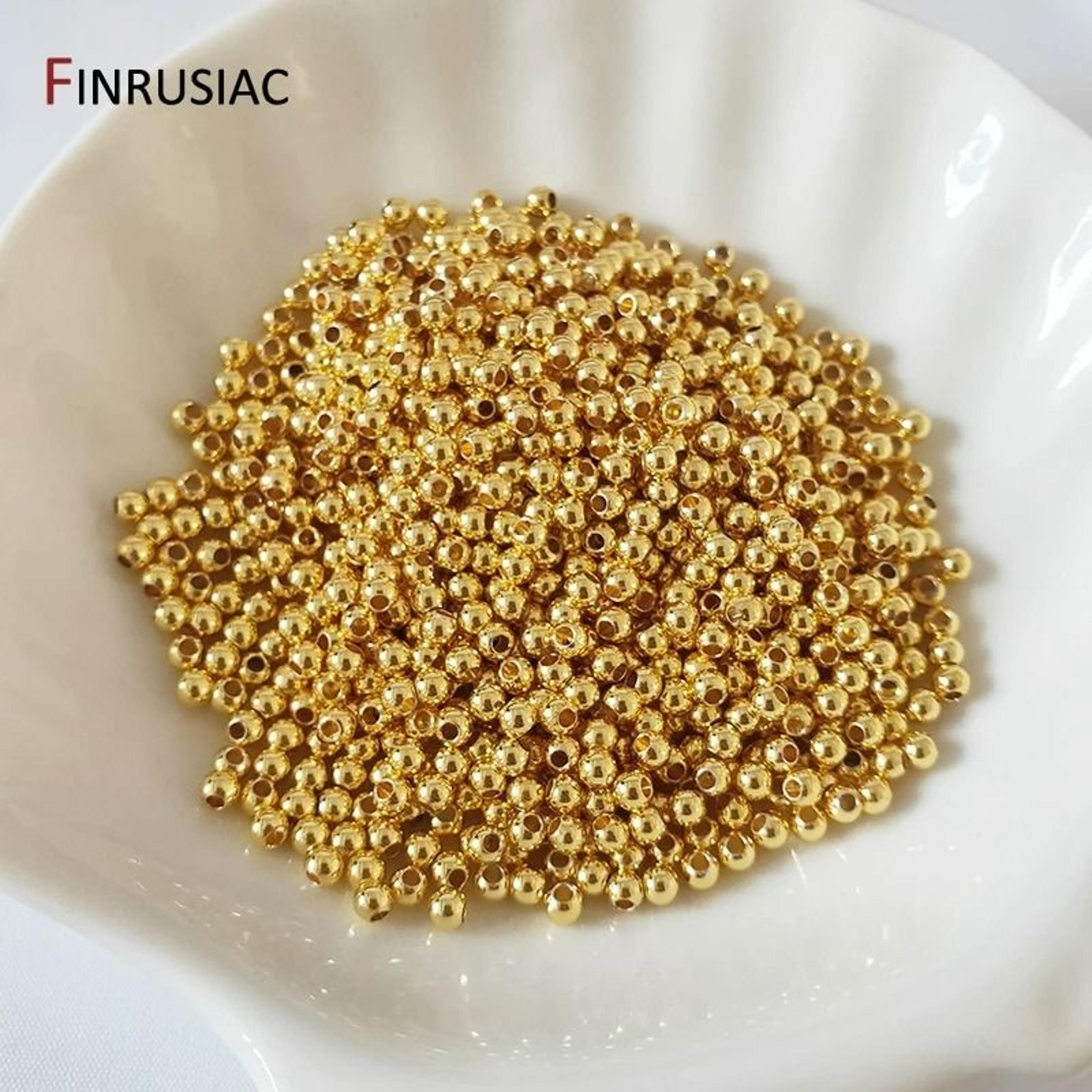 14k/18k gold plated brass round spacer beads for diy jewelry making (2-6mm)