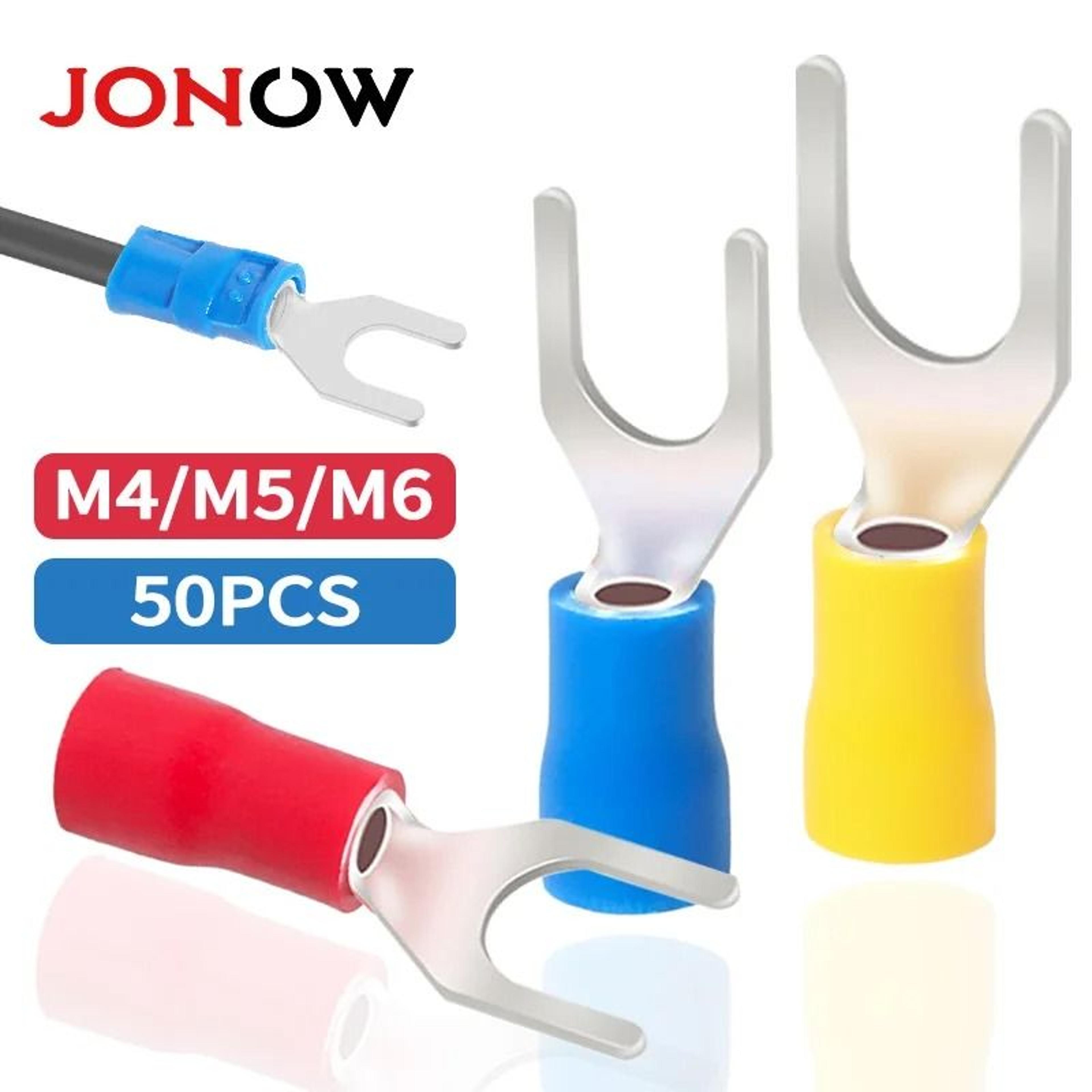 50pcs insulated fork crimp terminals spade wire connectors screw lugs set