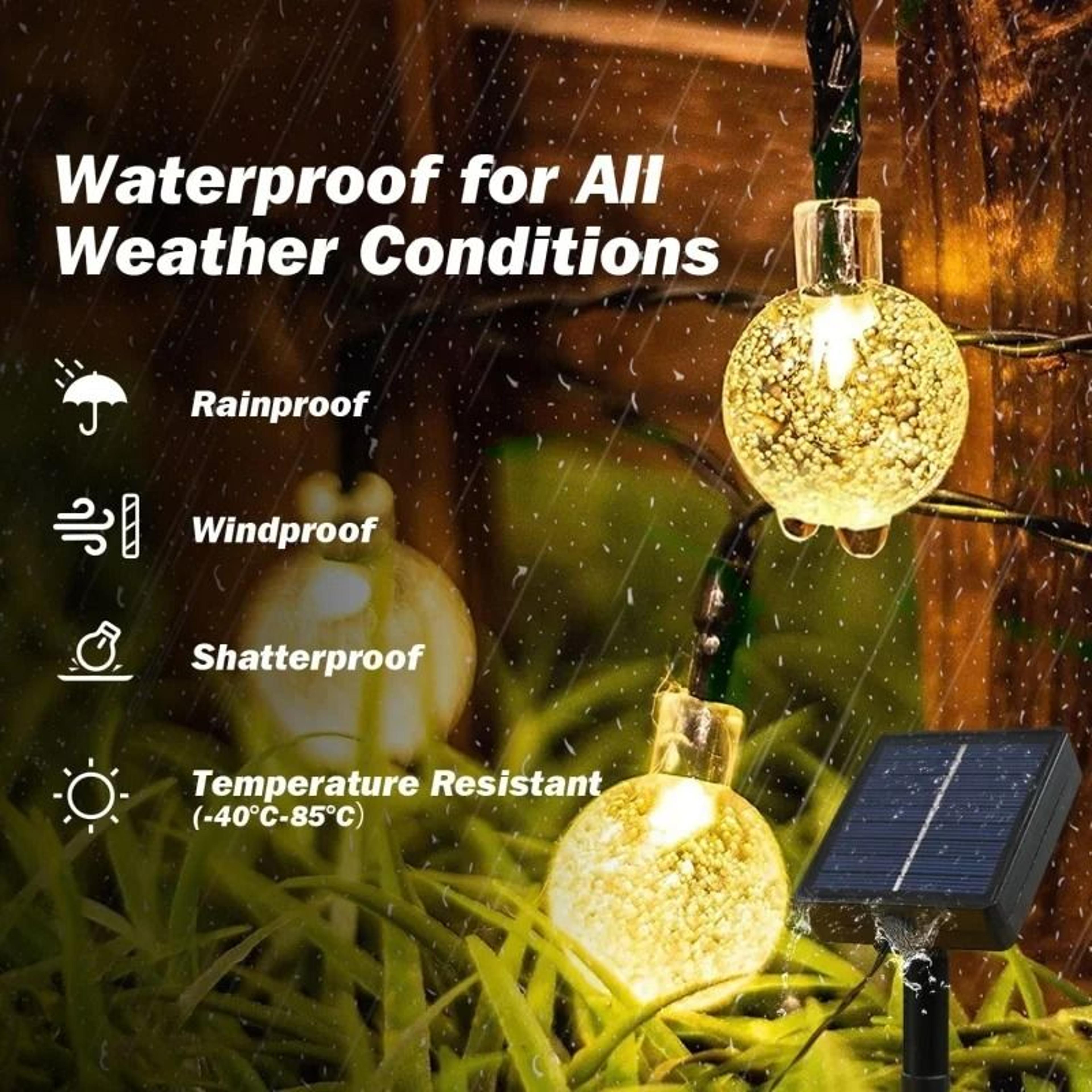 solar outdoor crystal bubble ball led string light waterproof garden decor