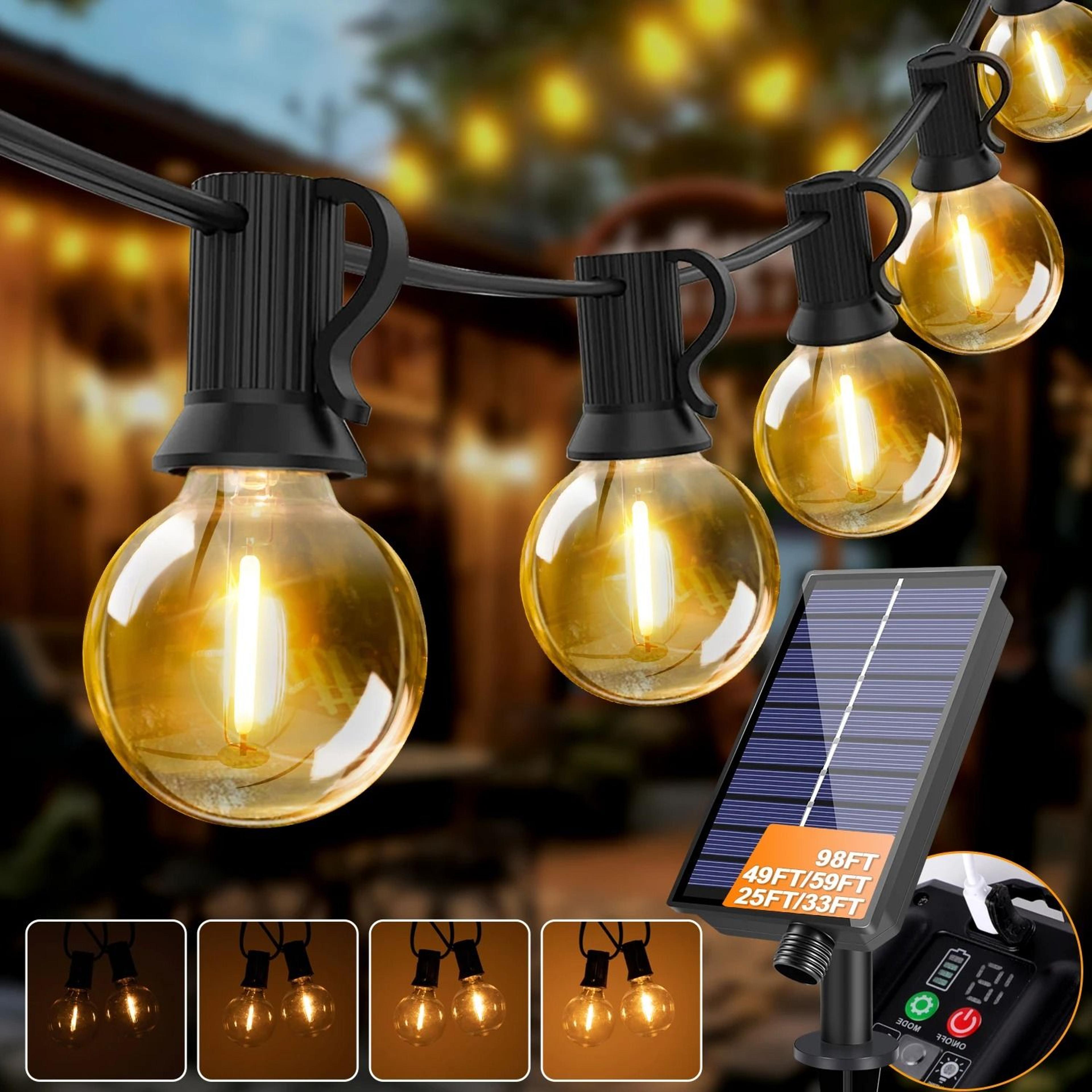 solar g40 globe led string lights outdoor waterproof shatterproof bistro lamp