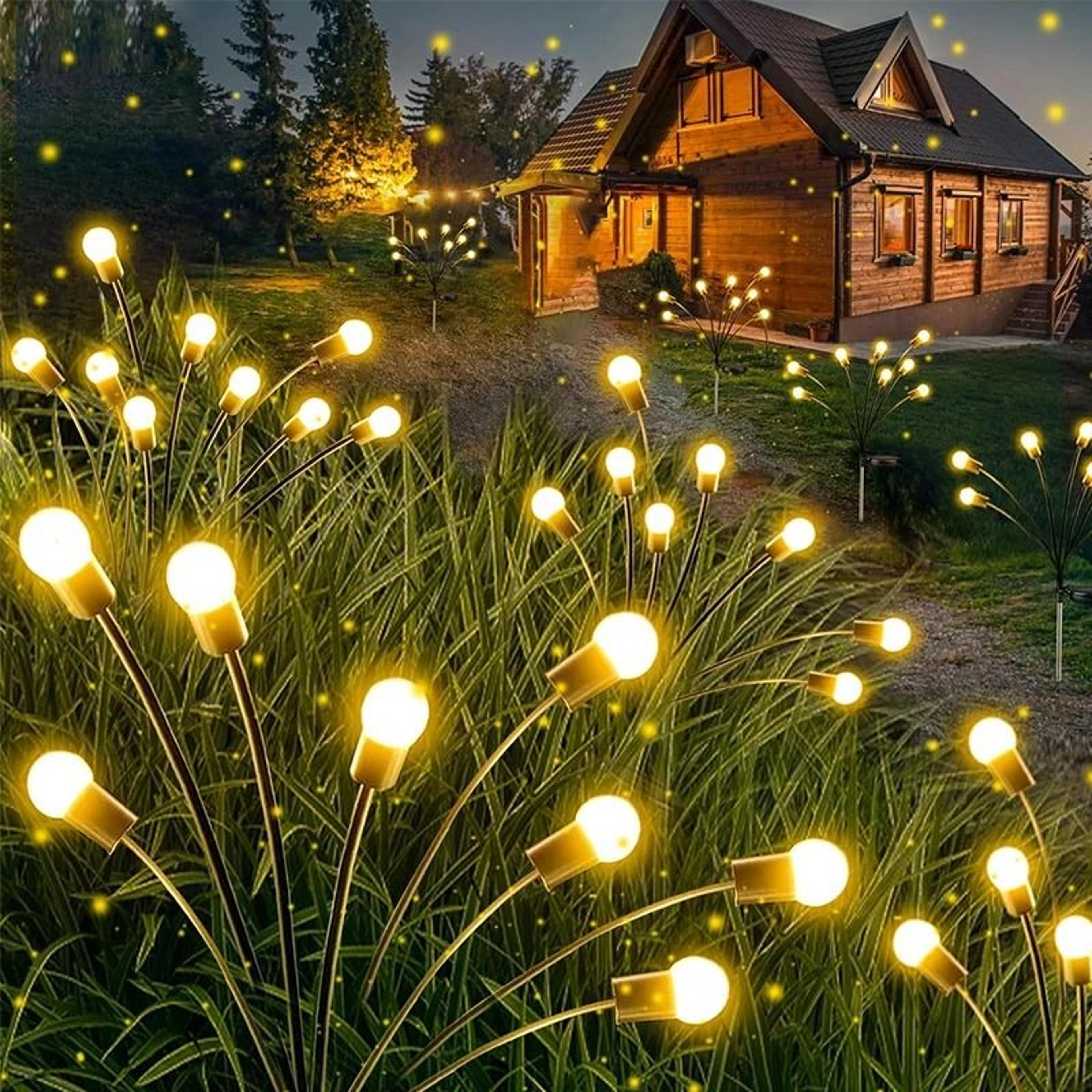 upgraded solar firefly lights outdoor waterproof swaying garden landscape decor
