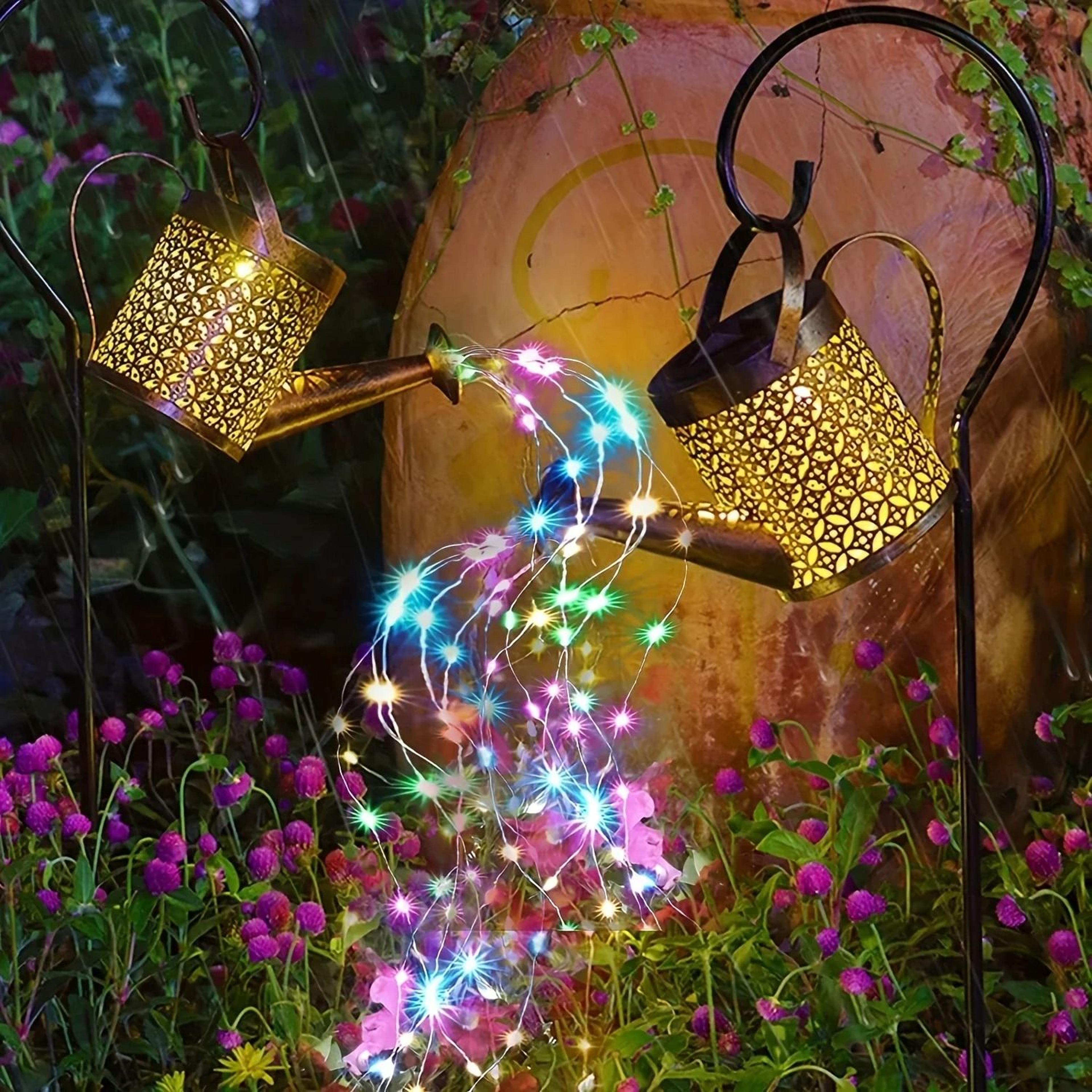 vintage solar tea kettle lantern rustproof iron outdoor garden pathway light