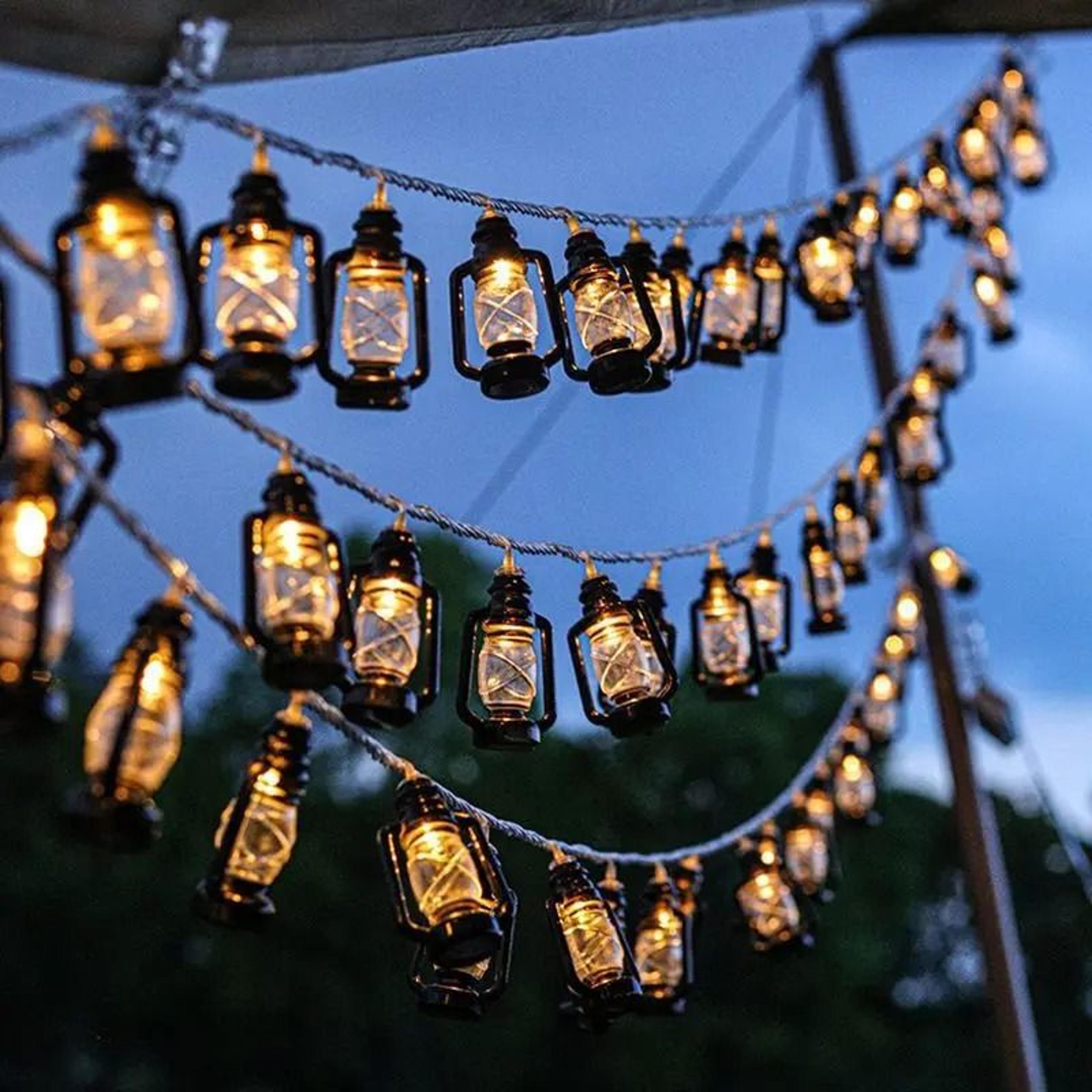 vintage kerosene lantern solar string lights outdoor waterproof 8 modes decor