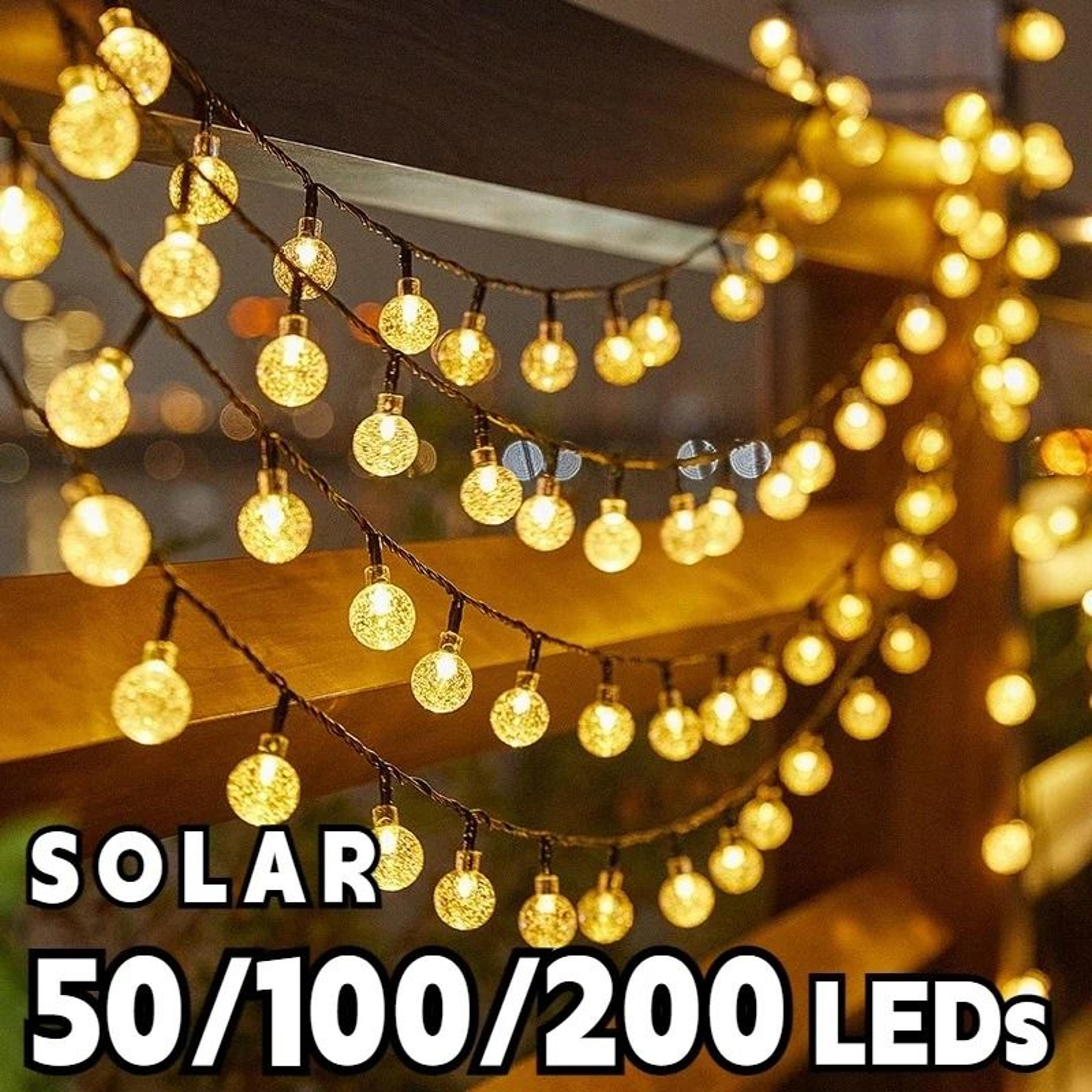 solar crystal globe led string lights outdoor waterproof garden fairy garland