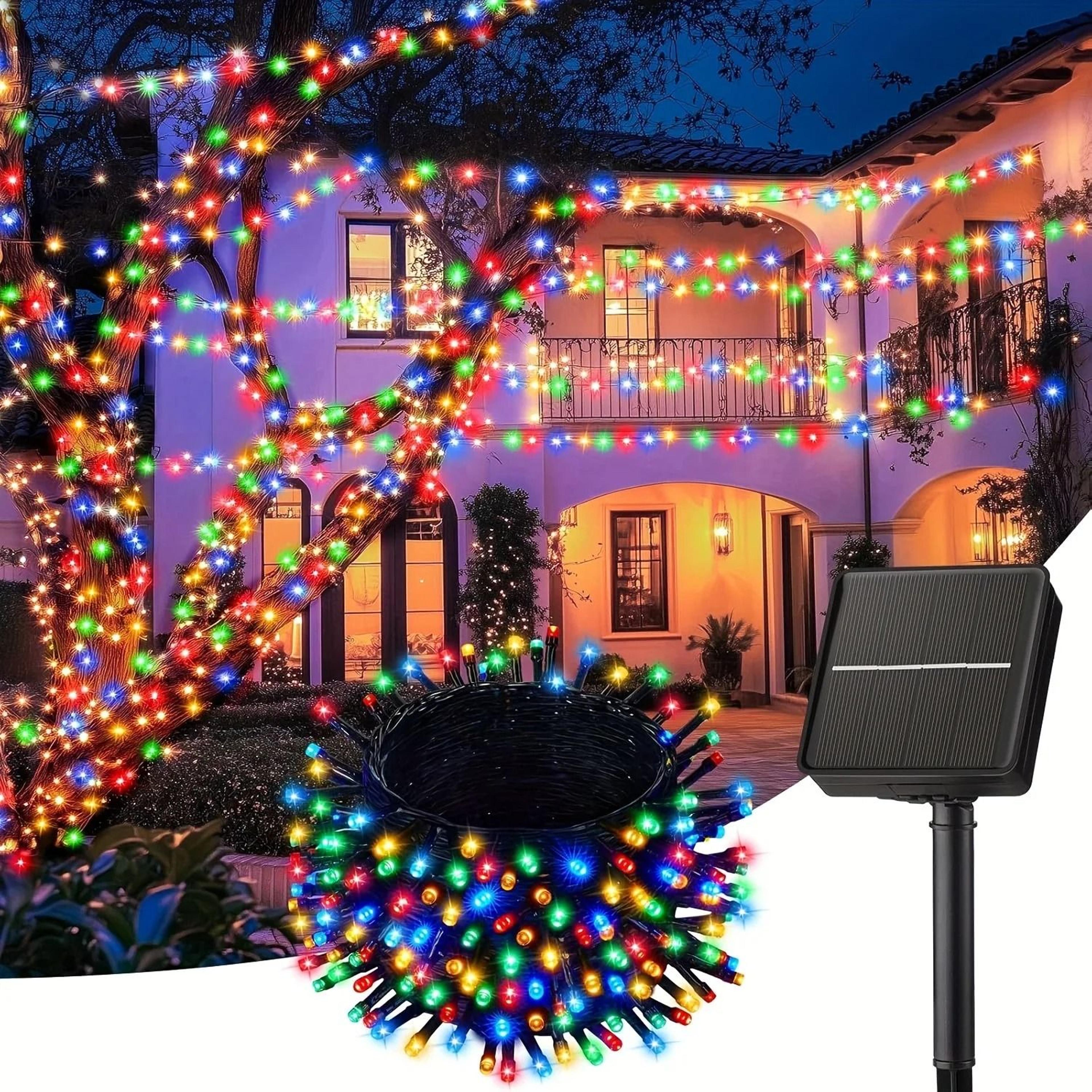 solar led string lights outdoor waterproof 8 modes fairy garden camping lamp