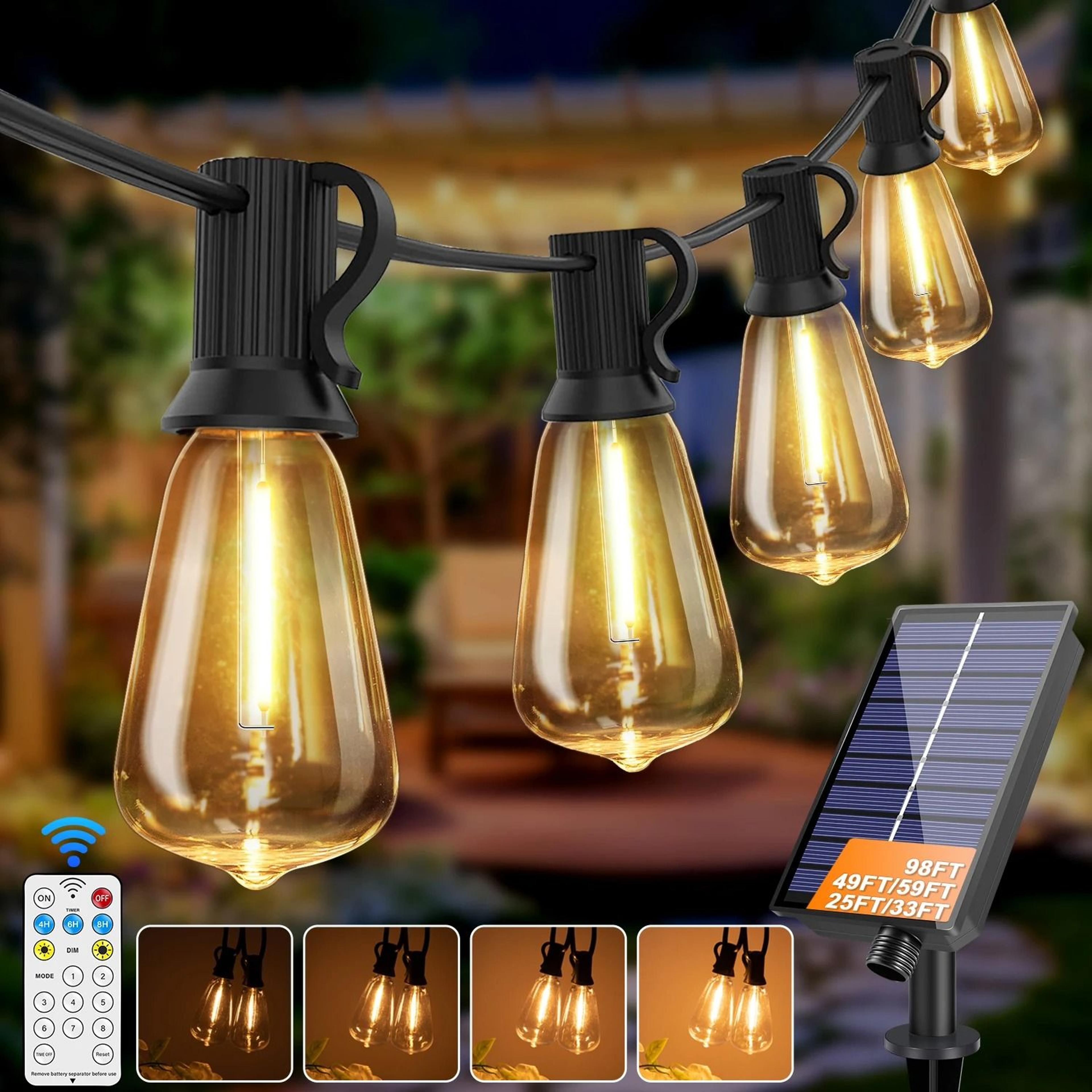 solar g40 globe led string lights outdoor waterproof remote usb bistro lamp