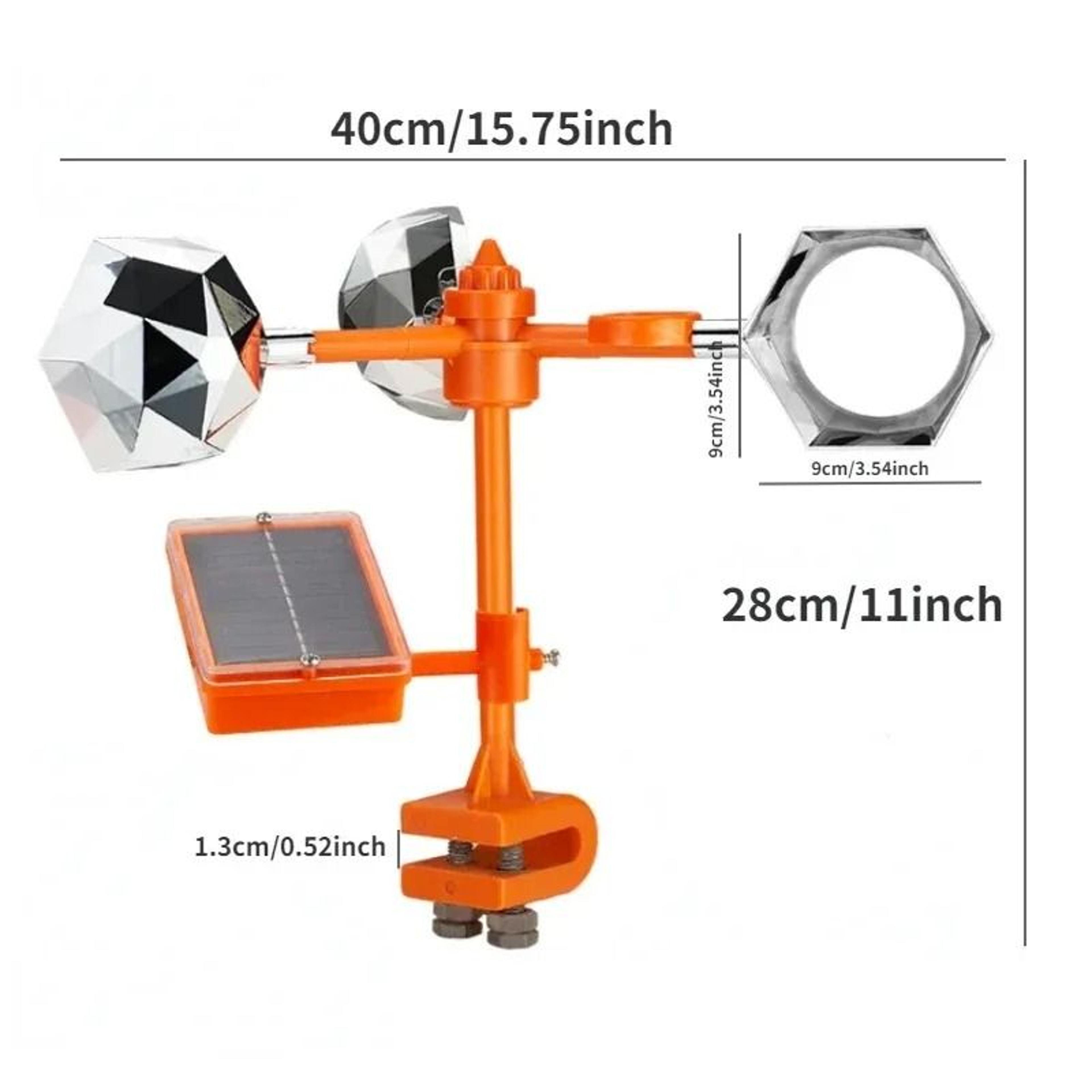 3-in-1 solar ultrasonic bird repeller wind motion reflective flash garden scarer
