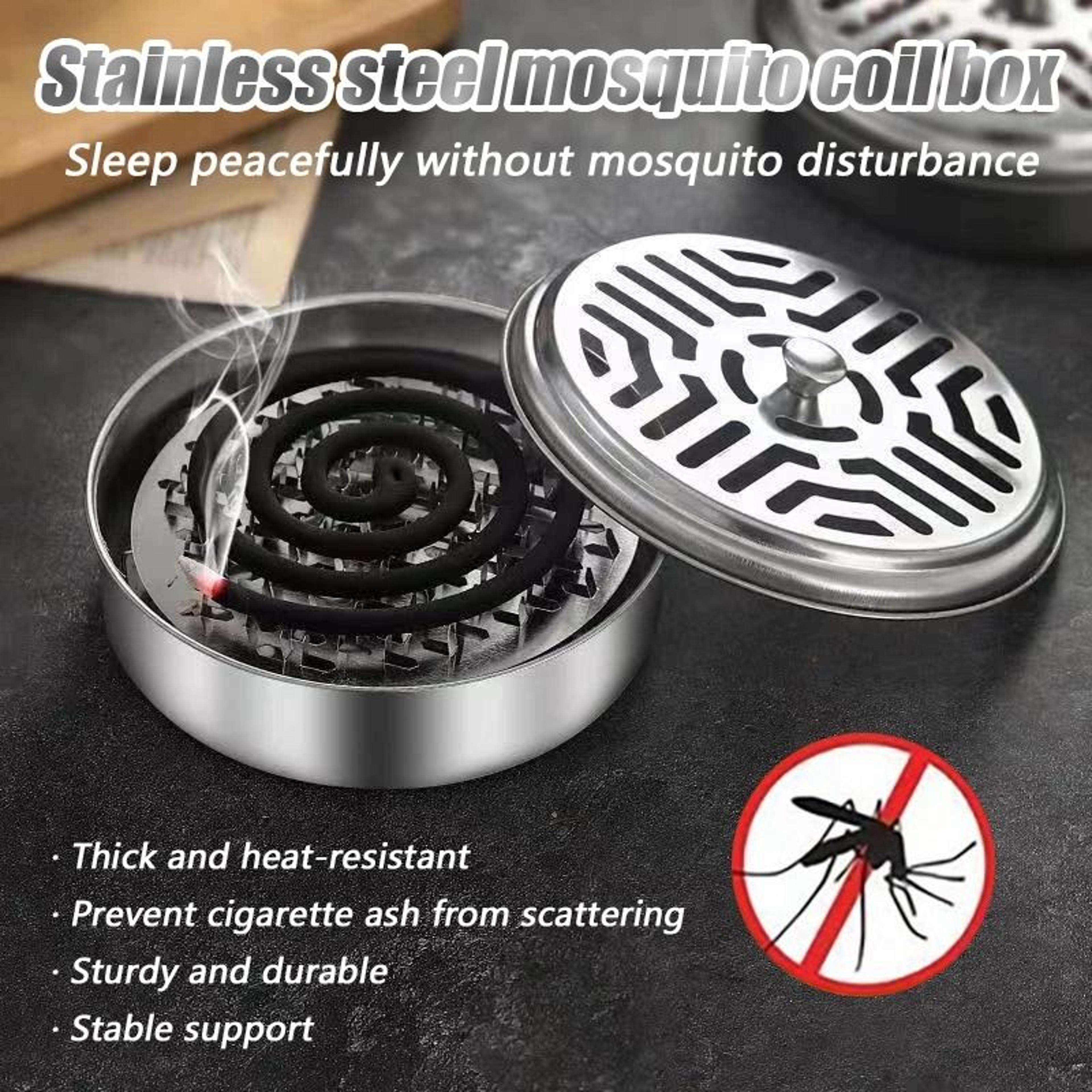 stainless steel mosquito coil holder box round incense burner tray cover