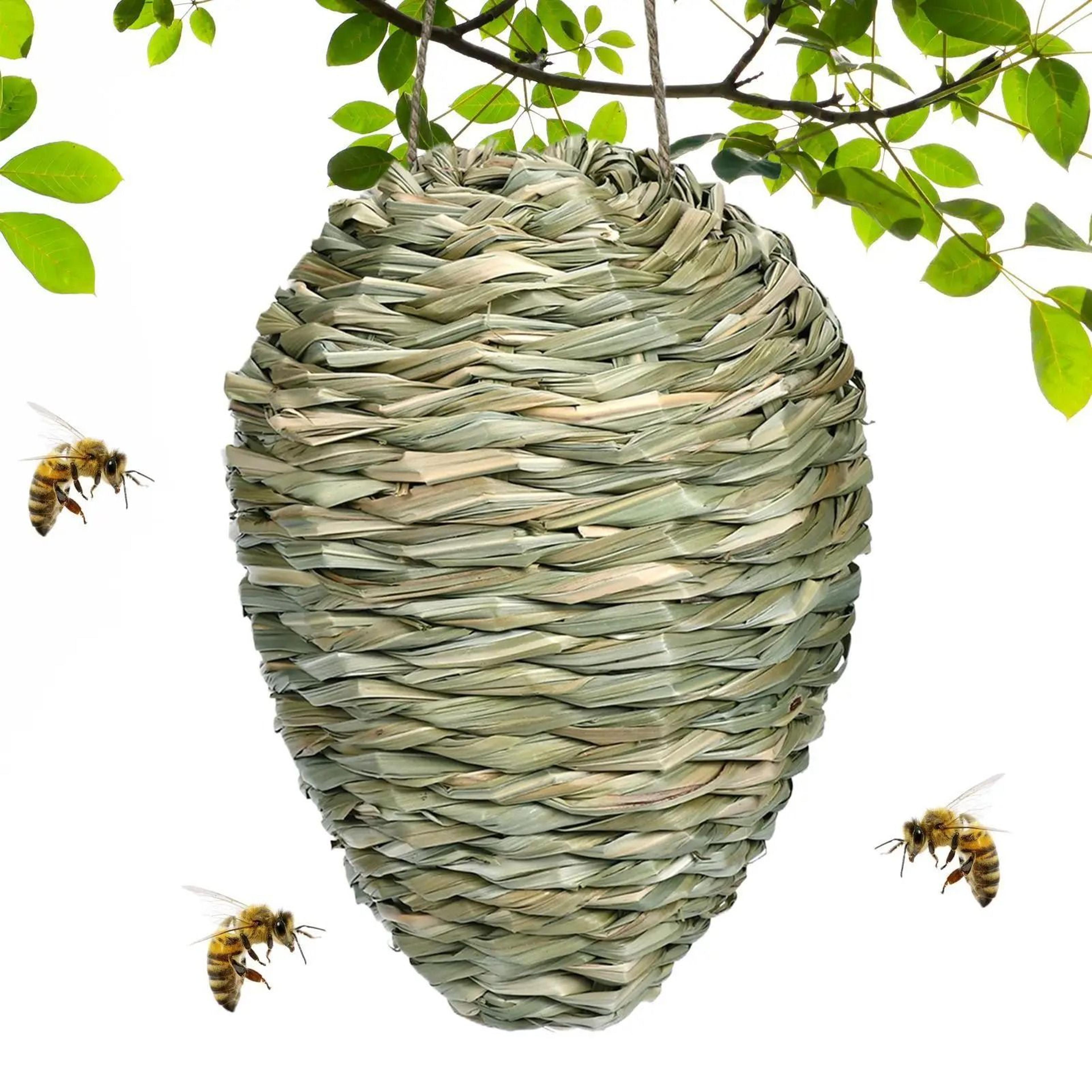 hanging fake hornet nest decoy woven bee hive repellent garden yard patio