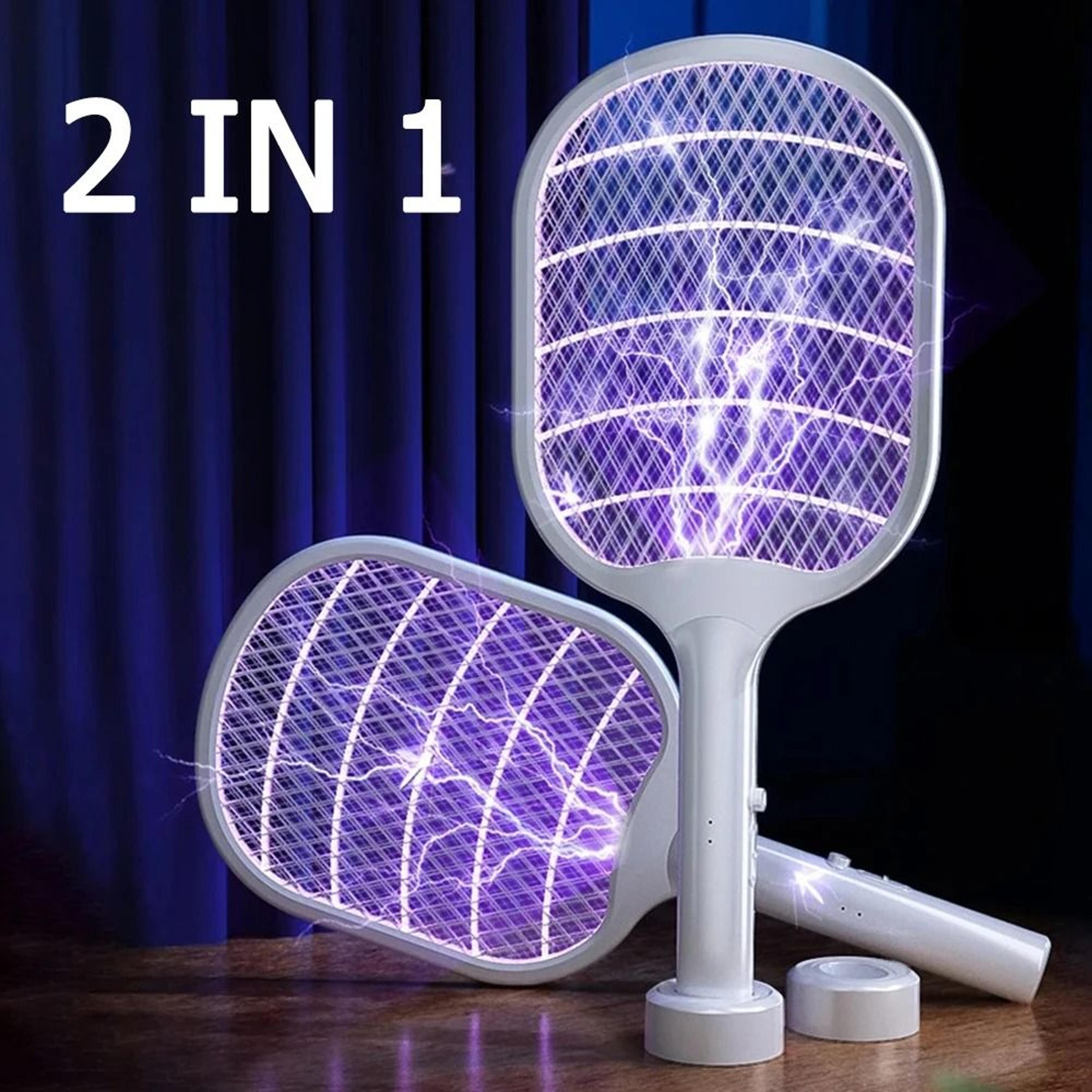 2-in-1 foldable electric mosquito swatter lamp wall-mounted bug zapper trap