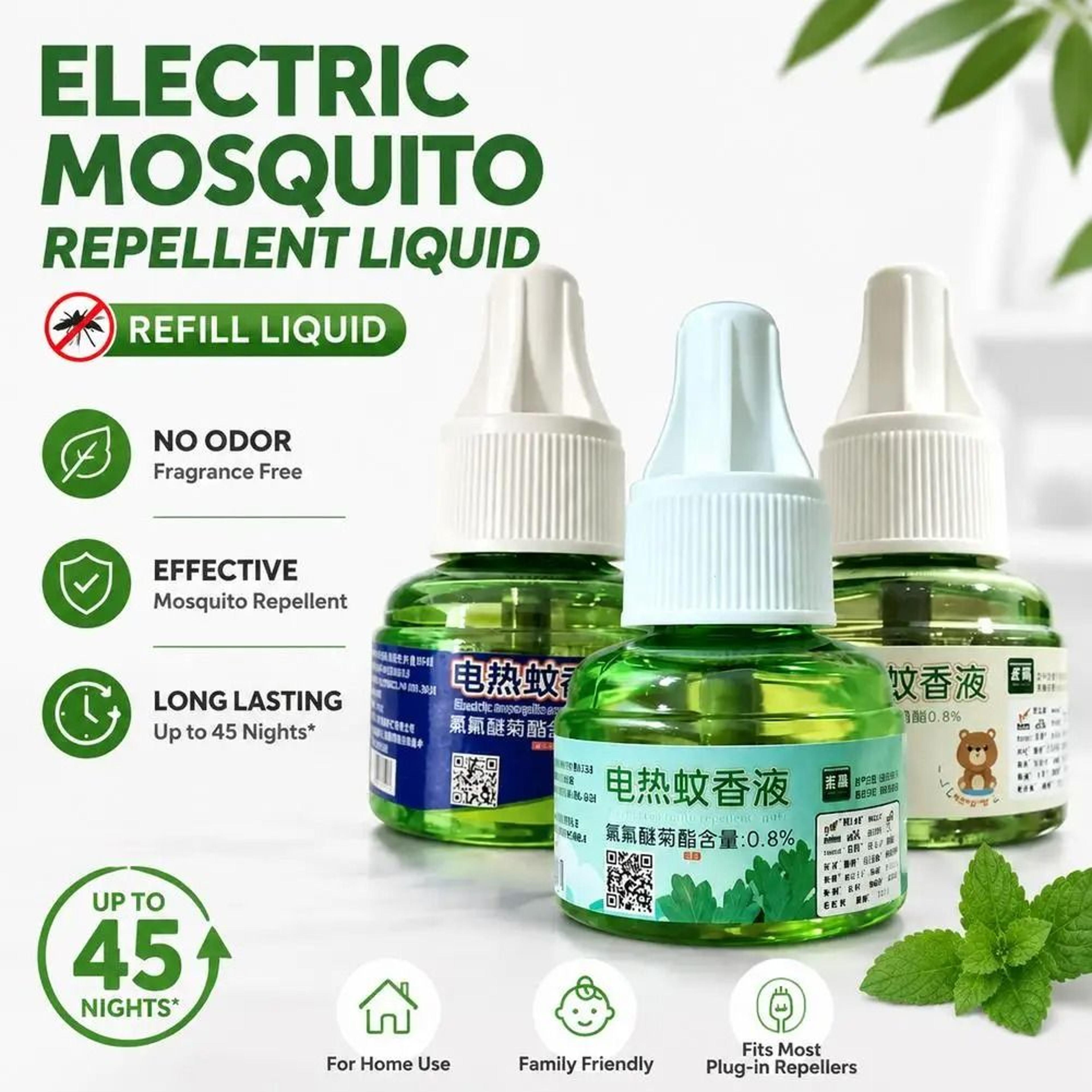 0.8% prallethrin electric mosquito repellent liquid refill indoor smokeless