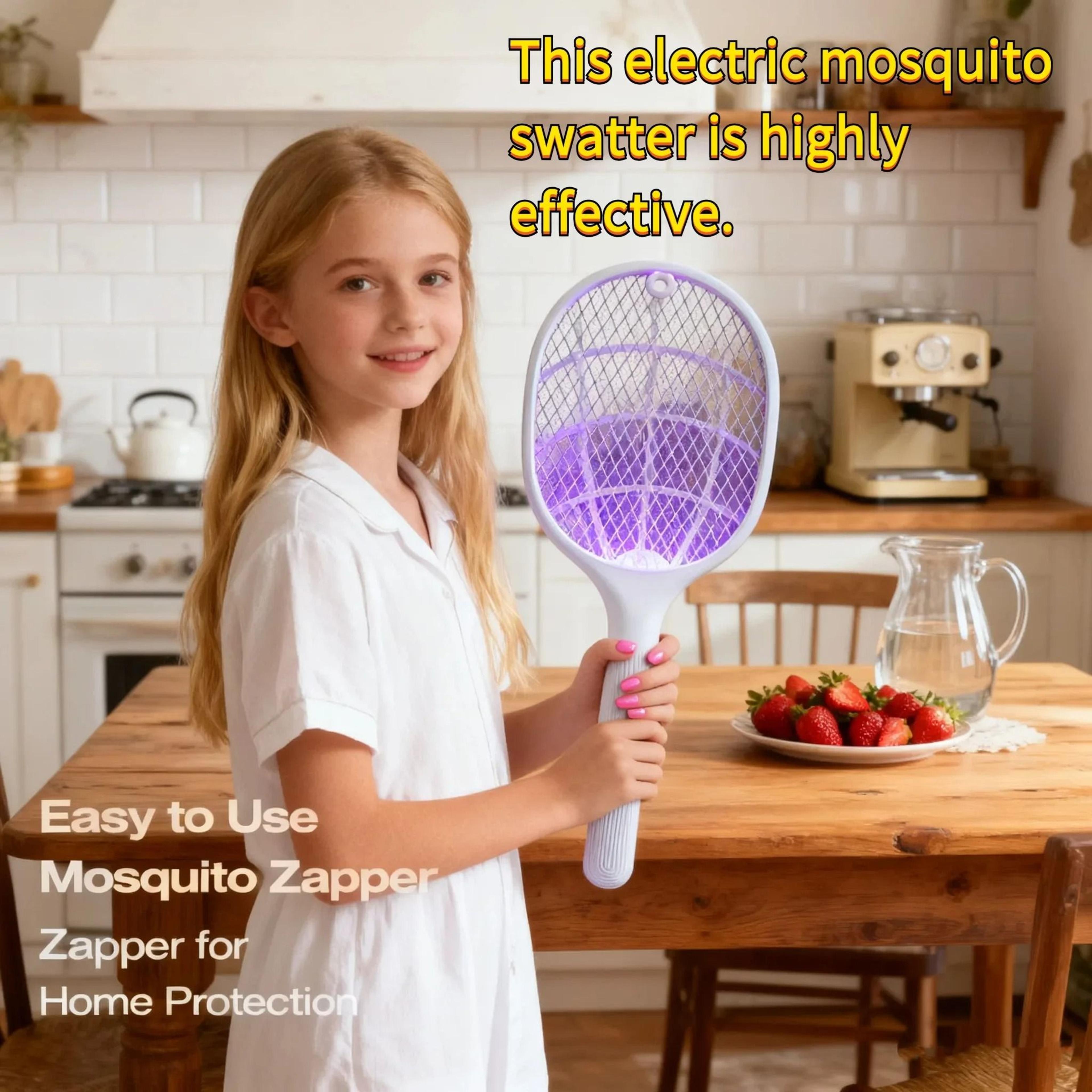 2-in-1 smart bug zapper racket usb rechargeable base mosquito trap fly swatter