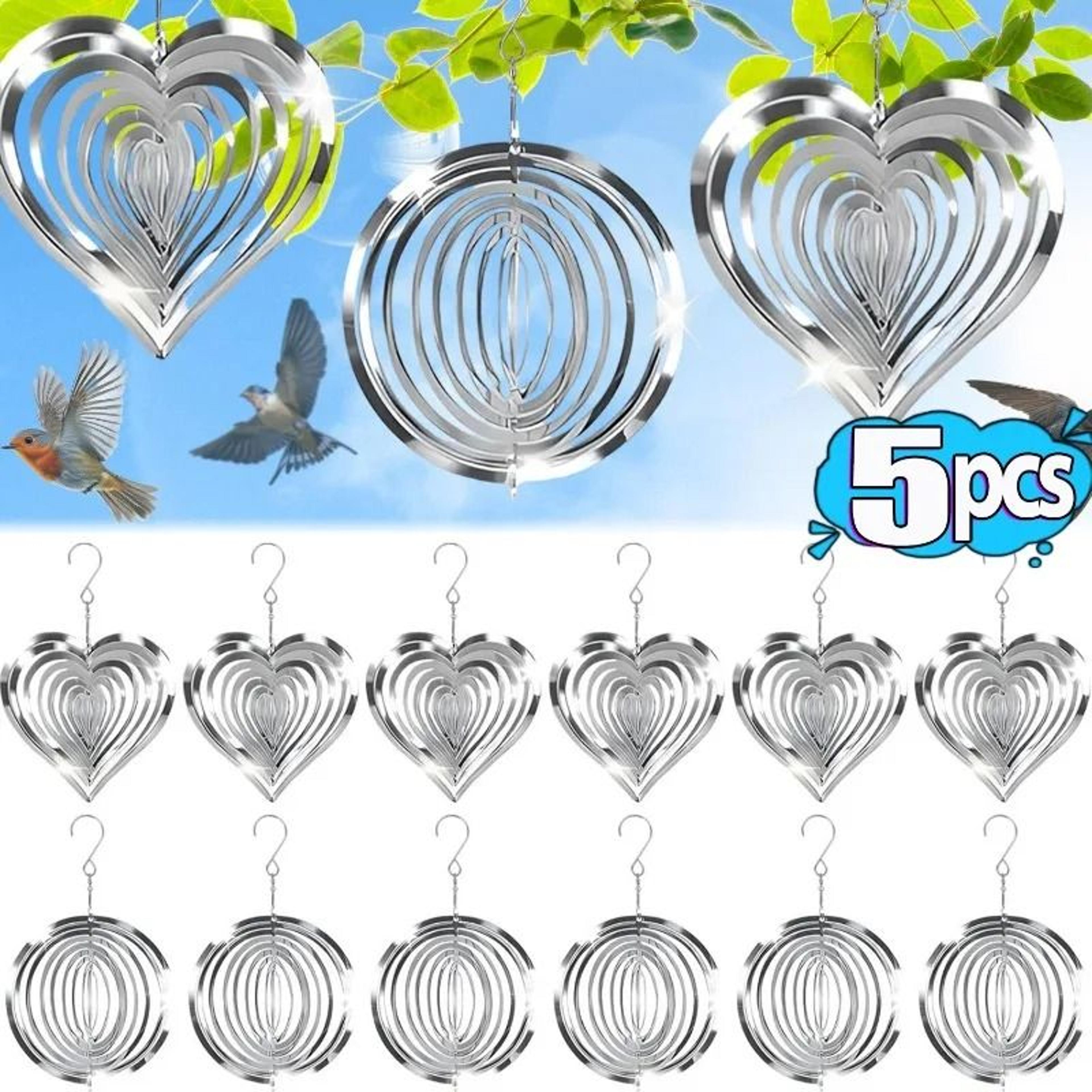 stainless steel reflective 3d rotating wind spinner bird deterrent decor