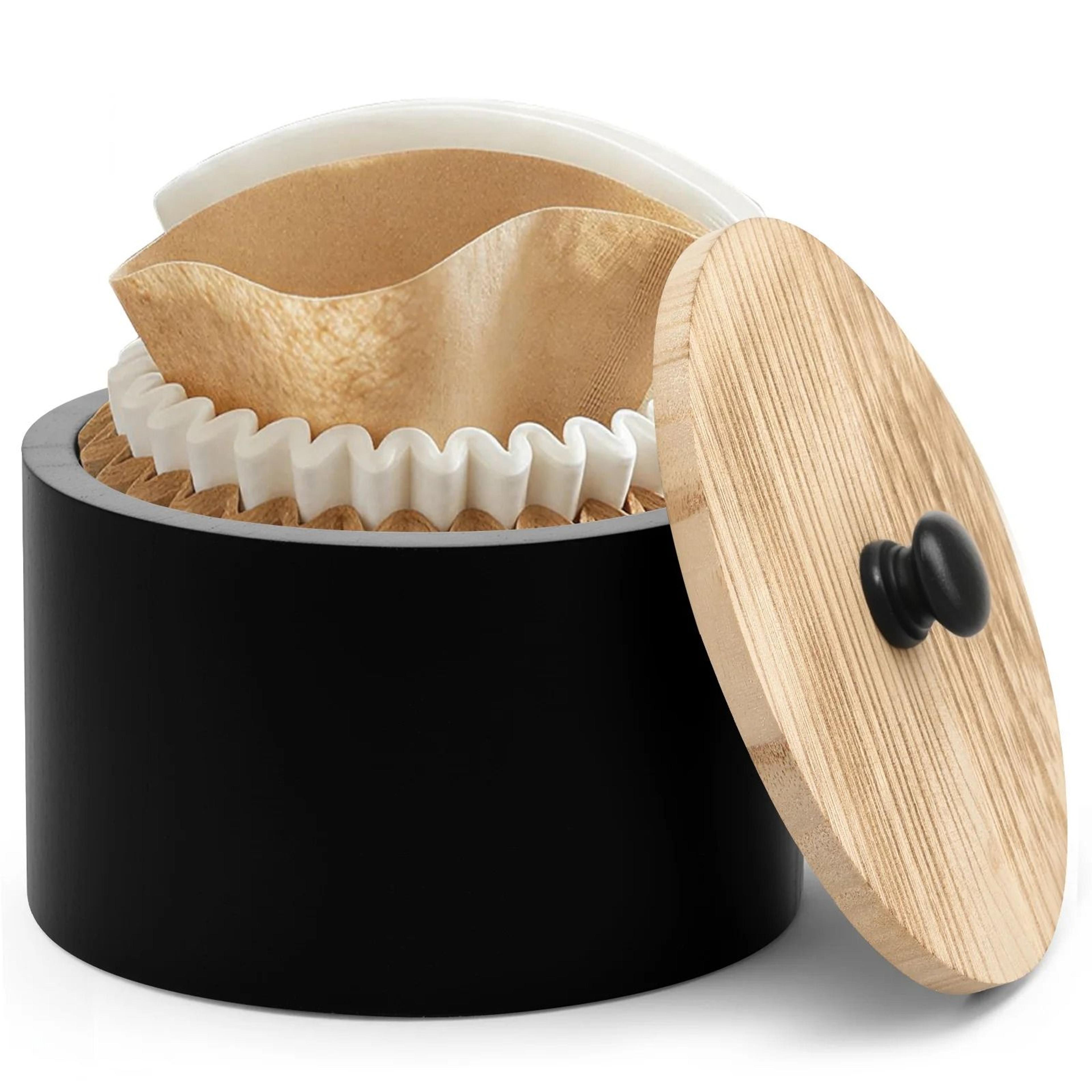 wooden coffee filter storage box container dispenser lid bar organizer