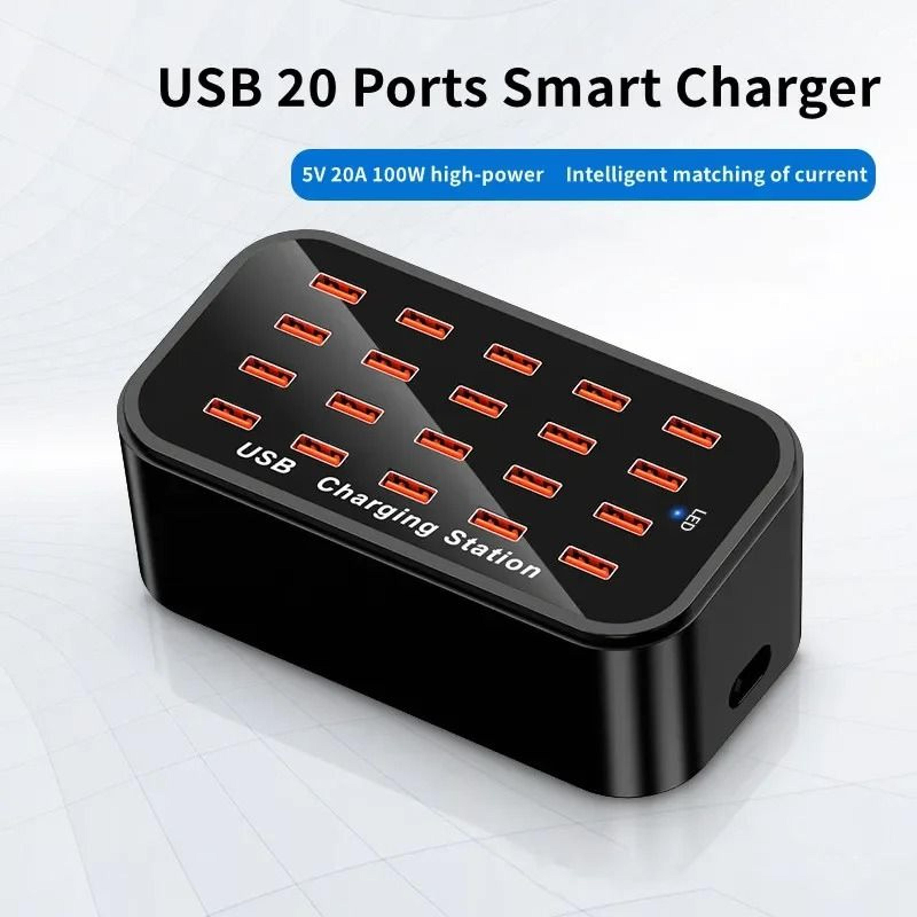 100w 20a multi port usb charging station hub desktop stand for iphone samsung