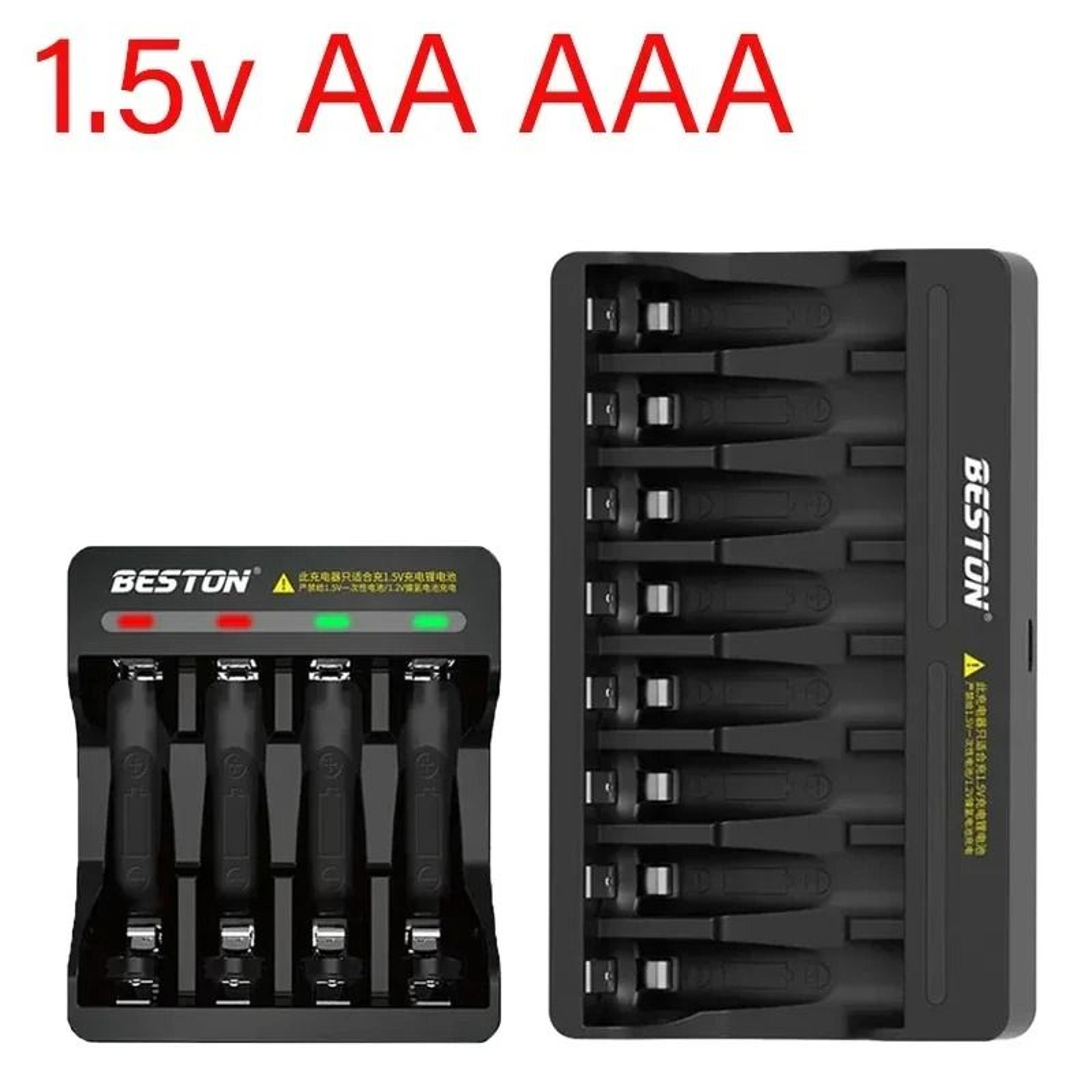 1.5v aa aaa li-ion rechargeable battery smart usb charger led 4 8 slots