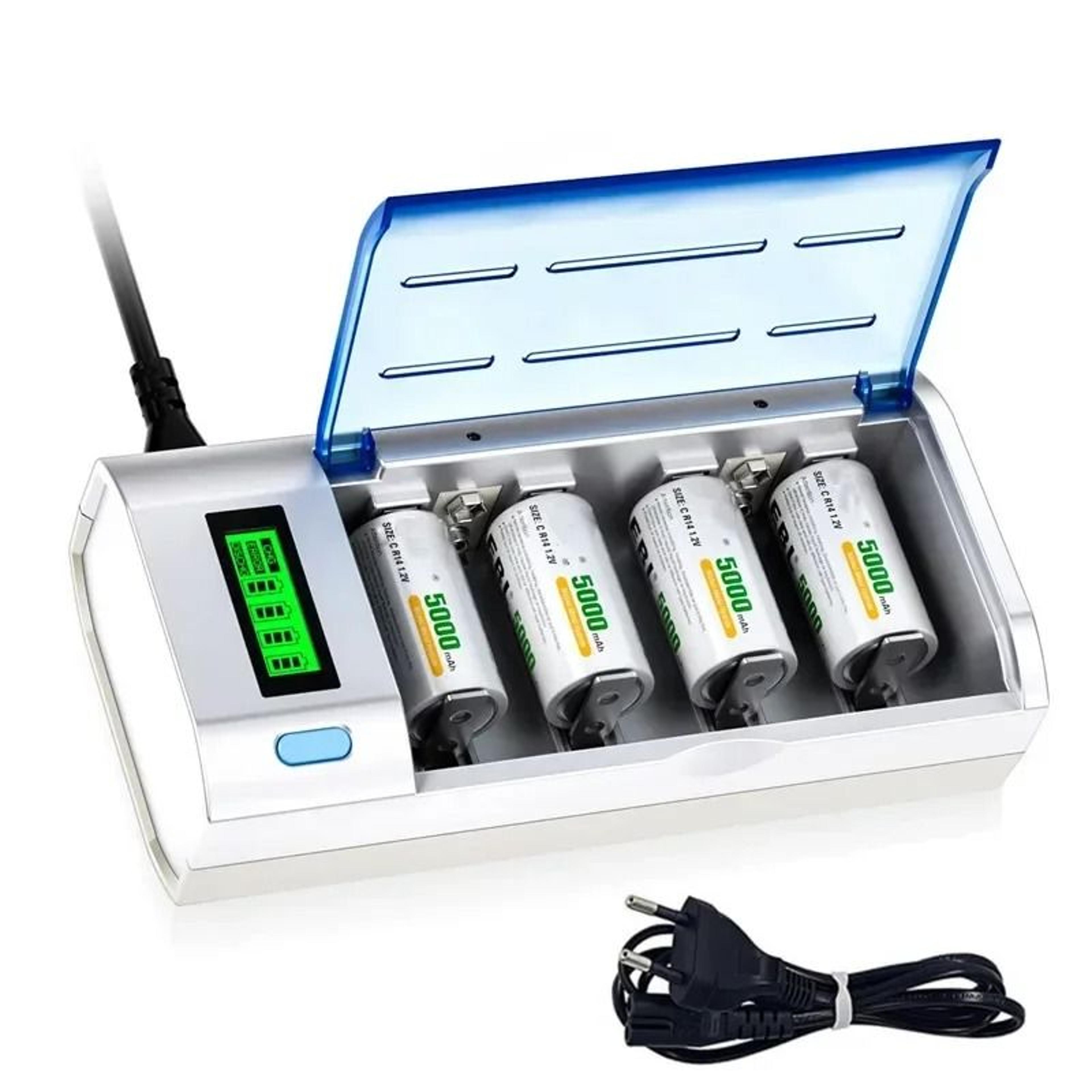 universal smart battery charger lcd 6 slots fit 1.2v ni-mh aa aaa c d 9v