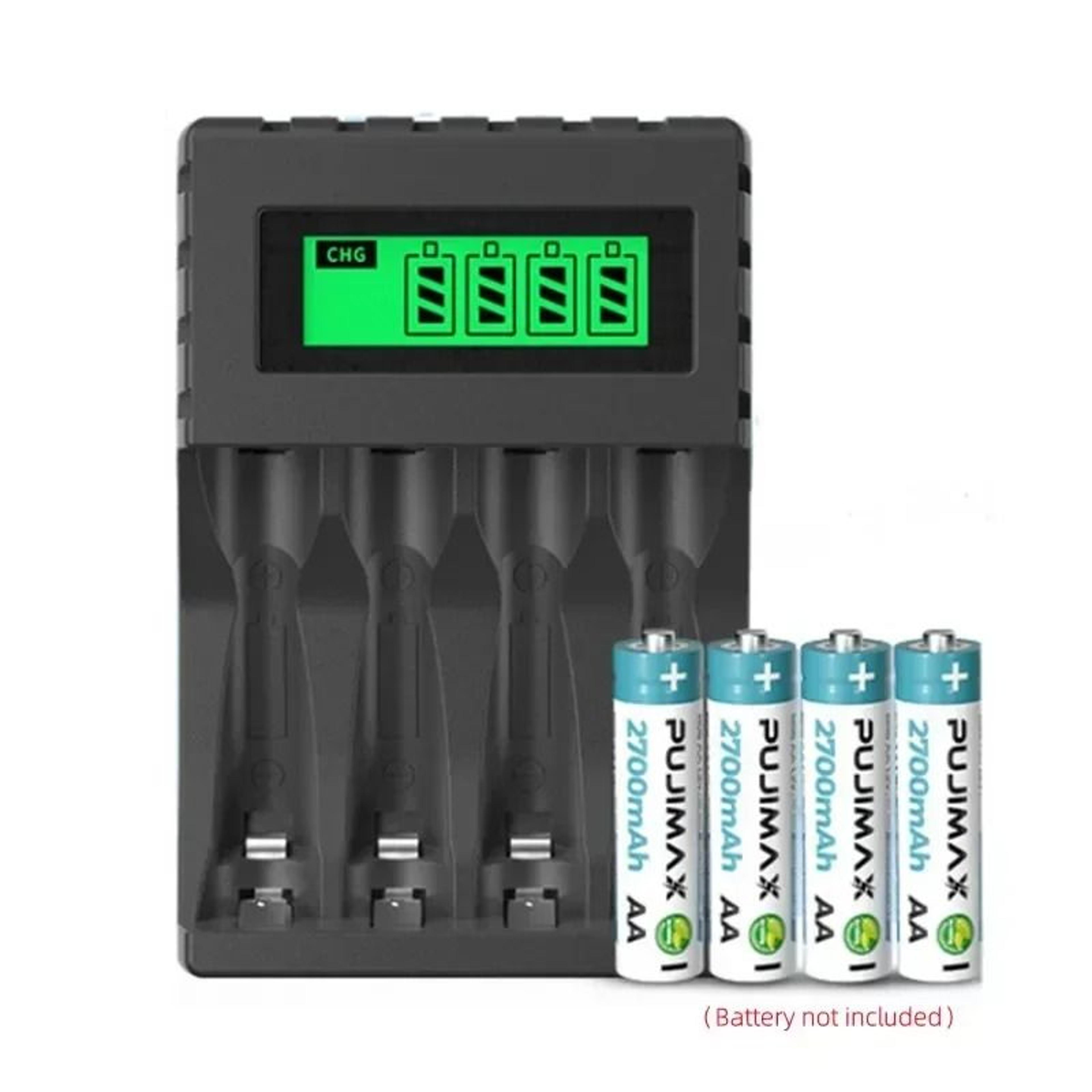 4 slots smart battery charger lcd display fit 1.2v aa aaa nimh nicd battery