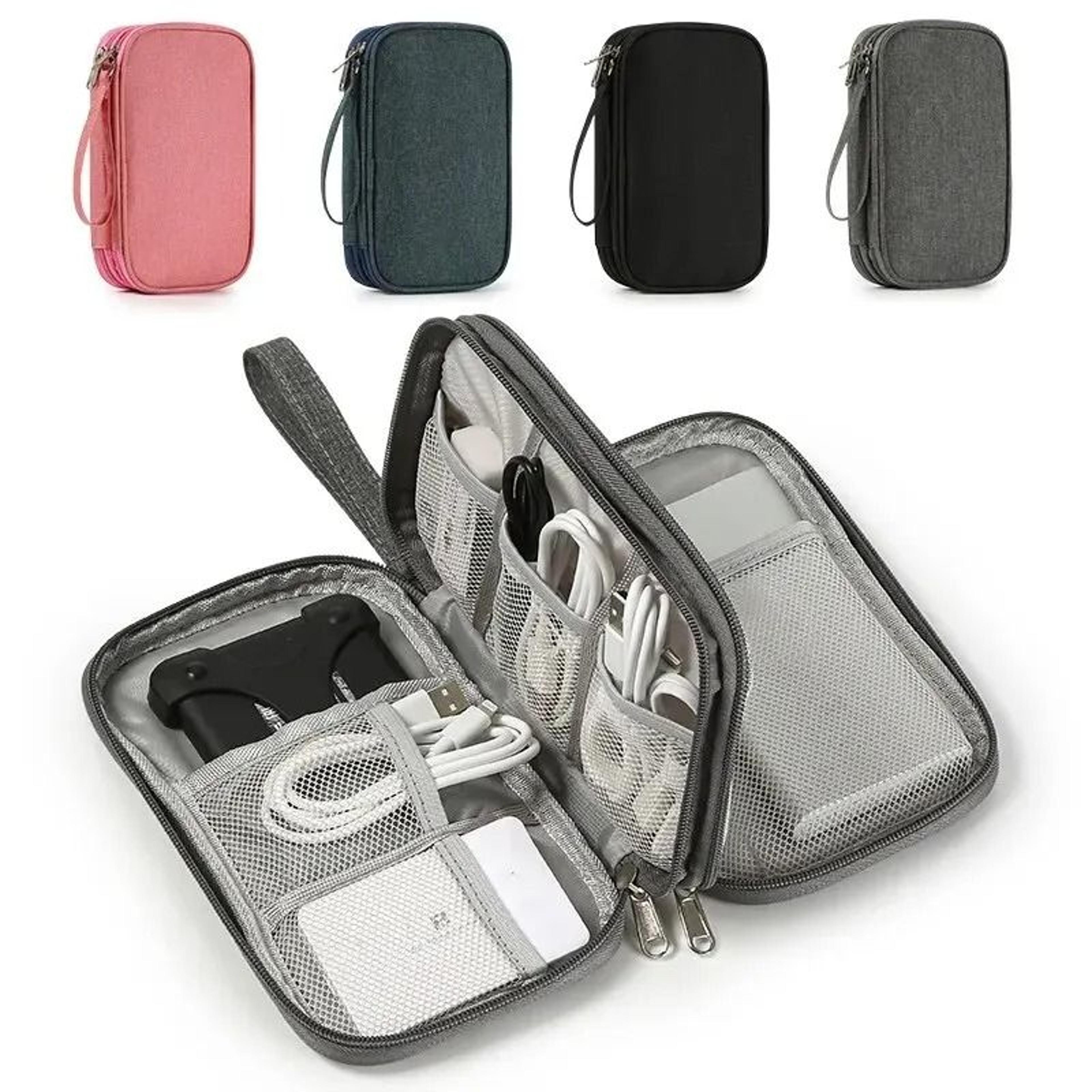 portable travel electronics organizer case bag for usb cables power bank navy