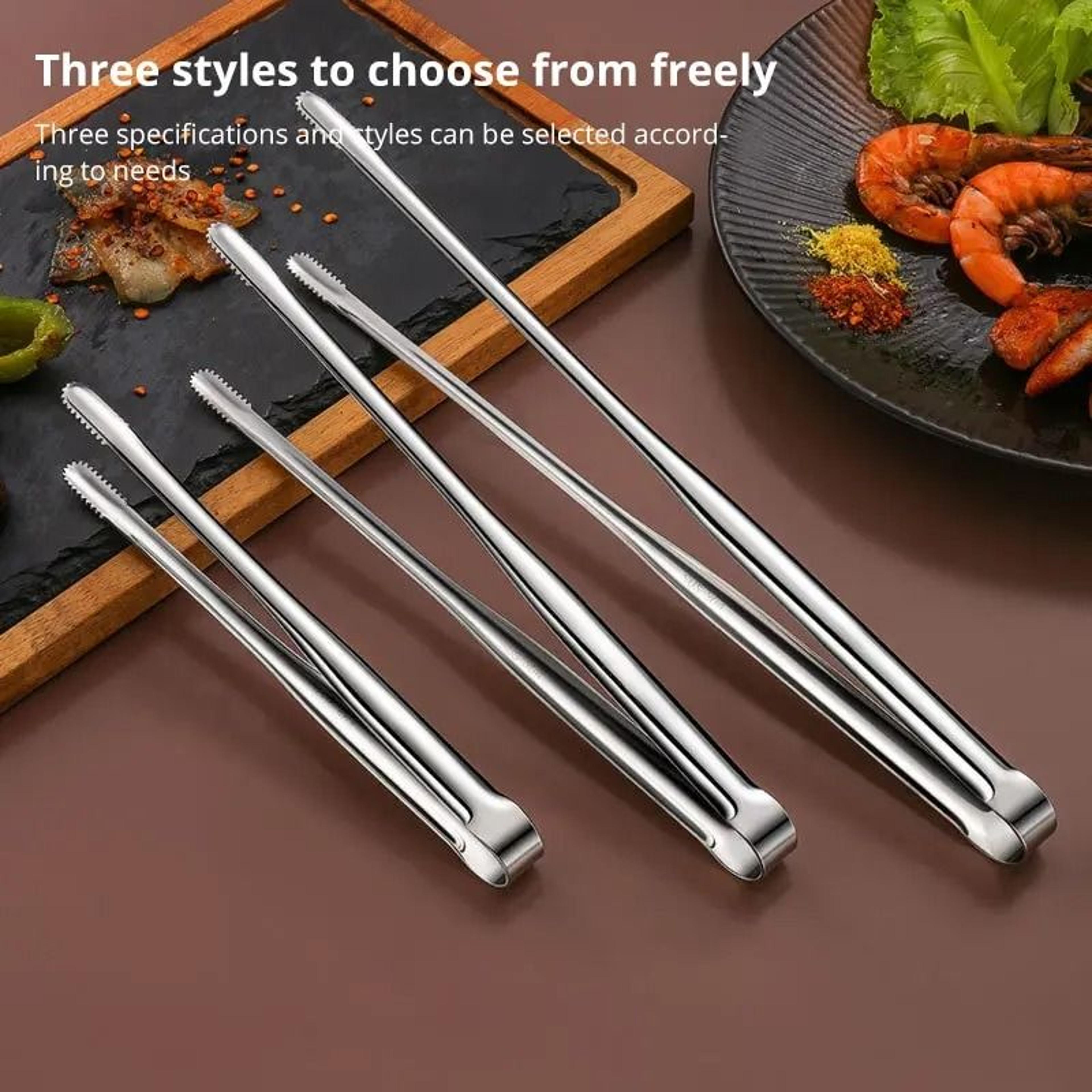 304 stainless steel bbq grill tongs food meat salad cooking clip utensils