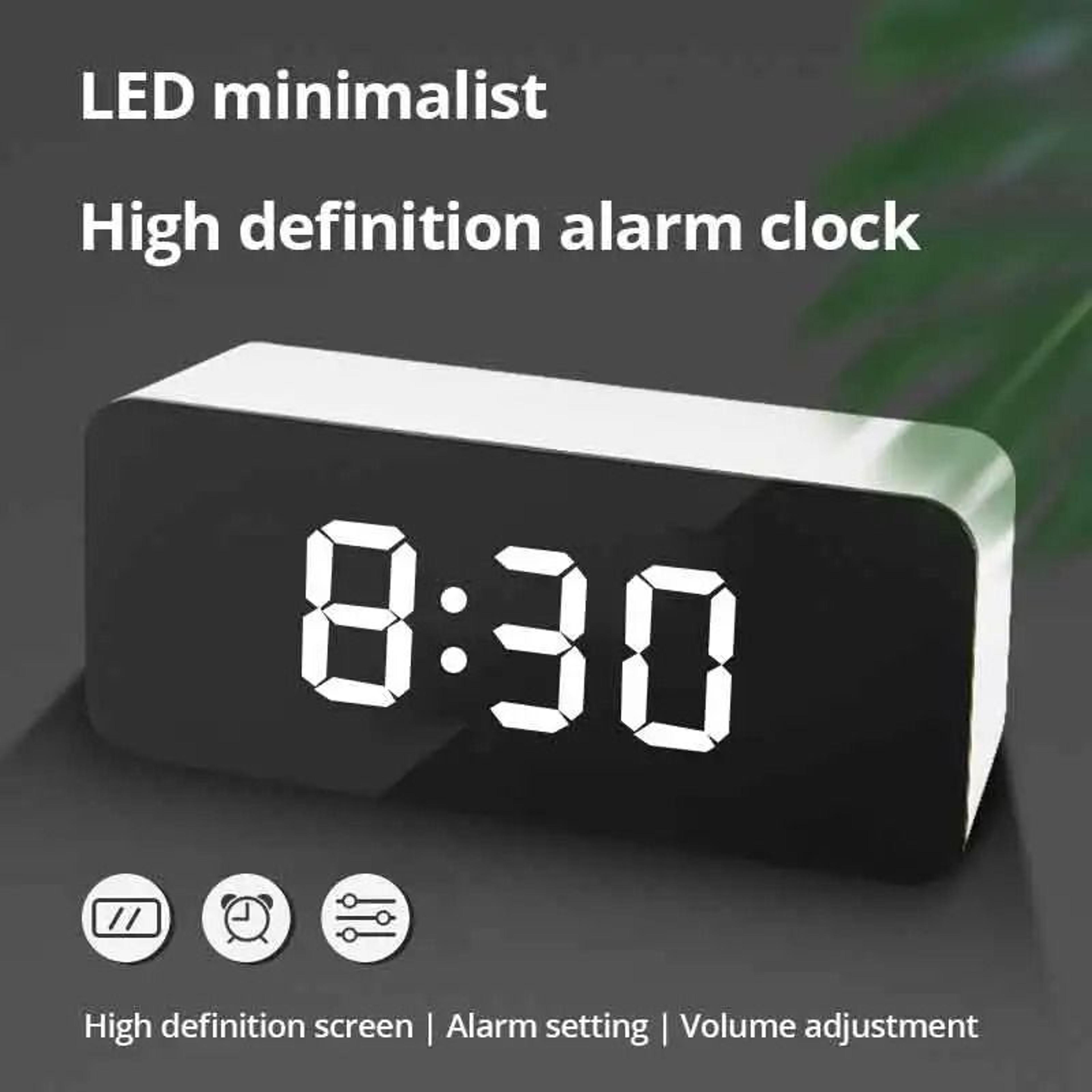white led mirror alarm clock snooze display usb digital night light desktop