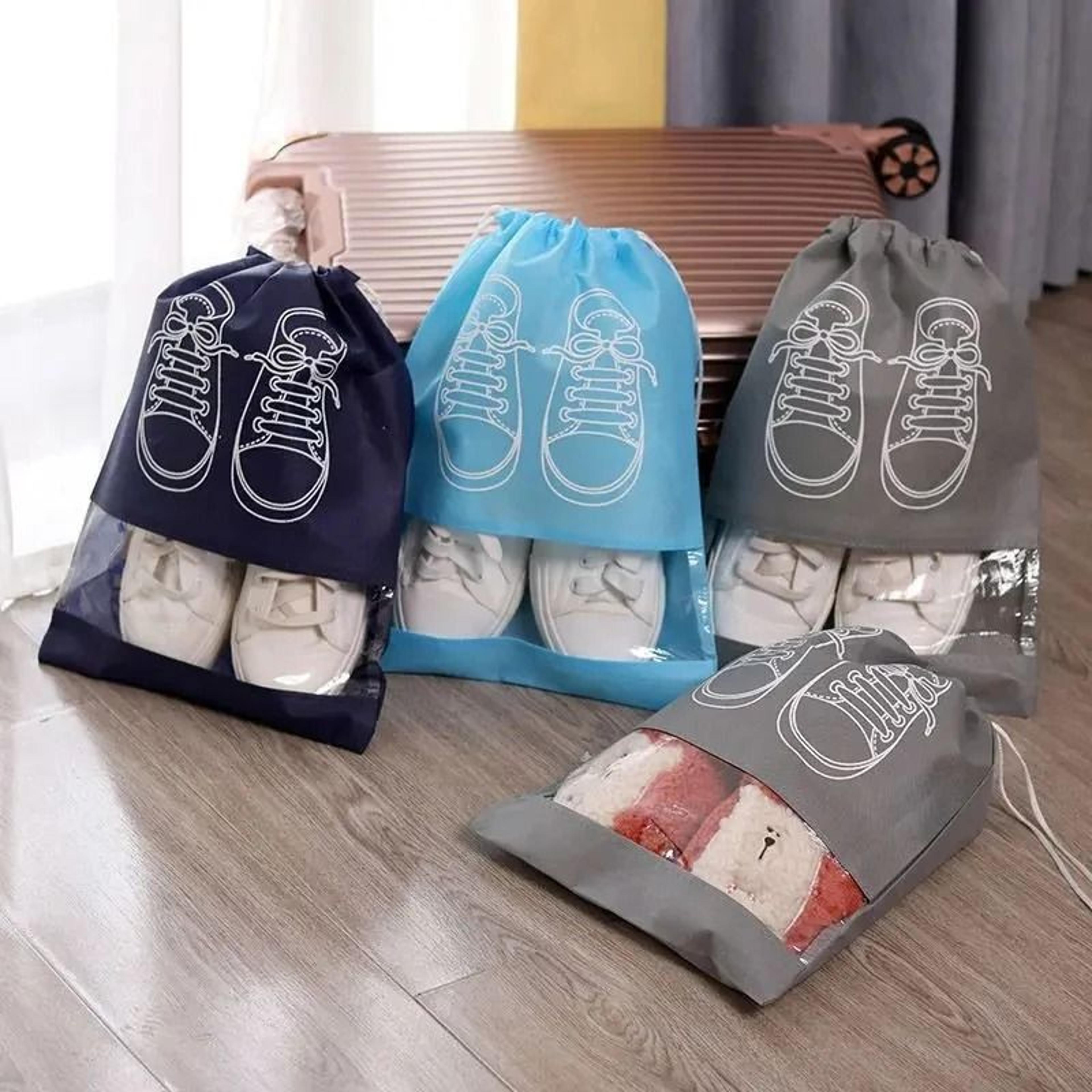 5pcs travel shoe storage bags thick non woven fabric drawstring pouch