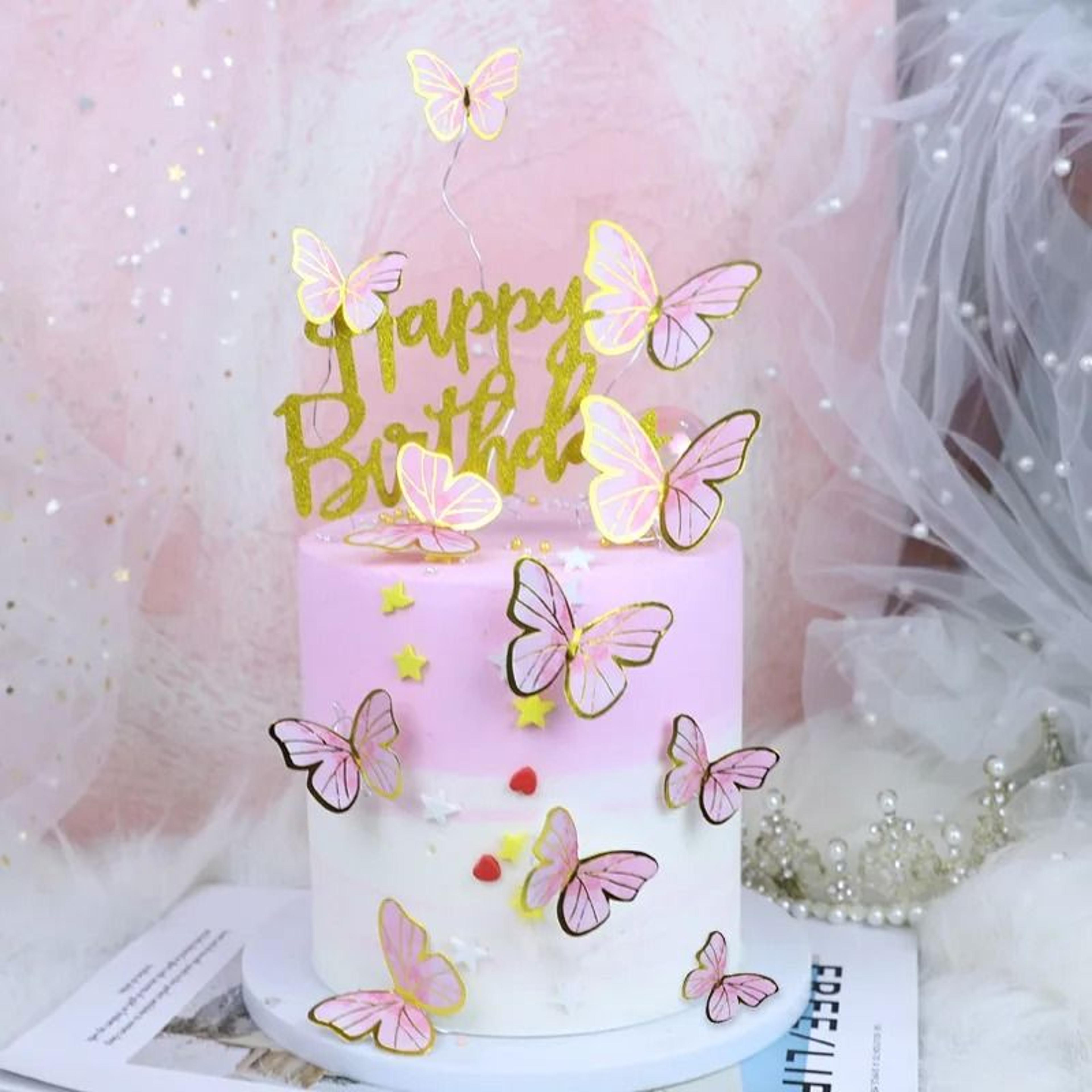 10pcs gold butterfly cake toppers 3d butterfly dessert decor party picks