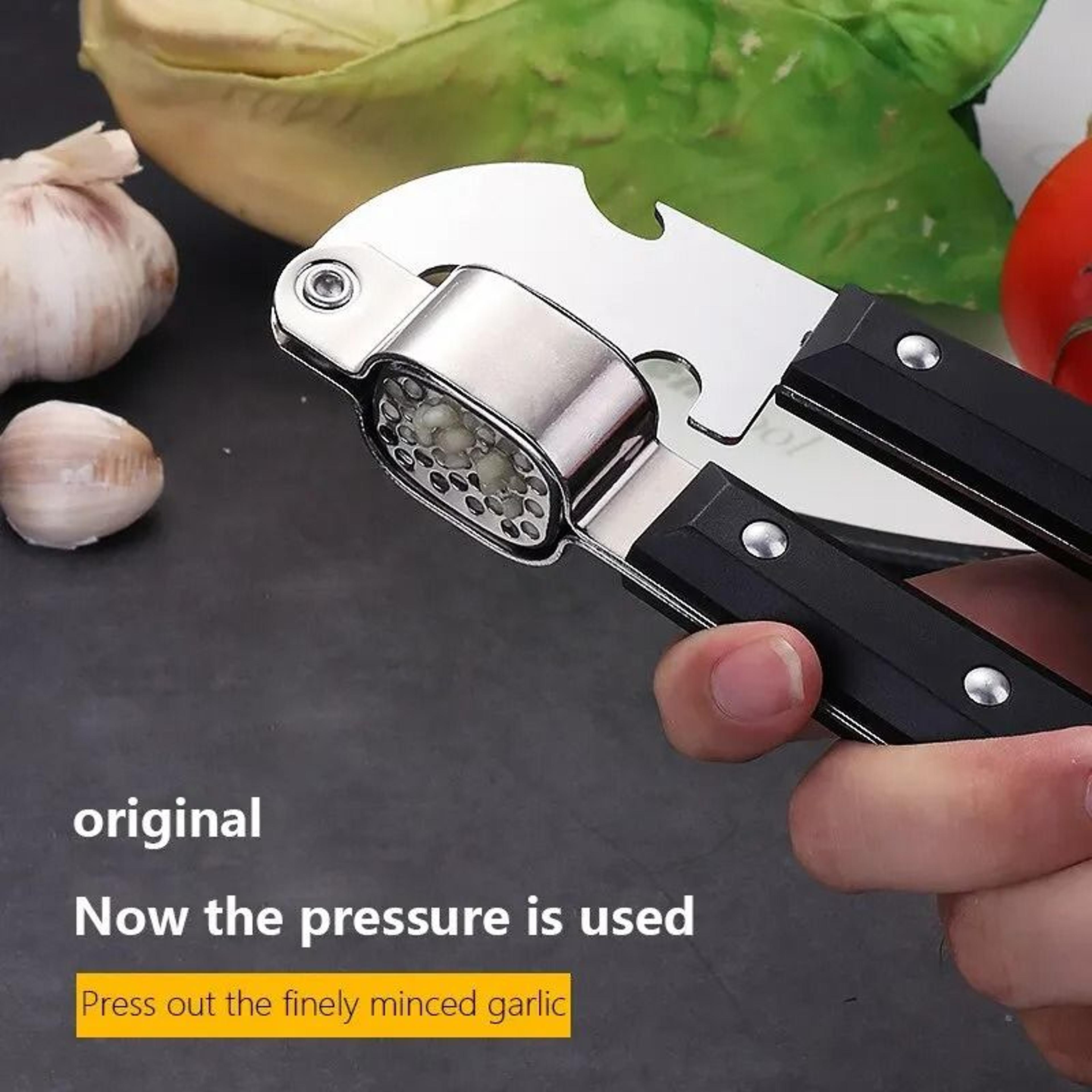 black stainless steel garlic press rocker crusher mincer manual kitchen tool
