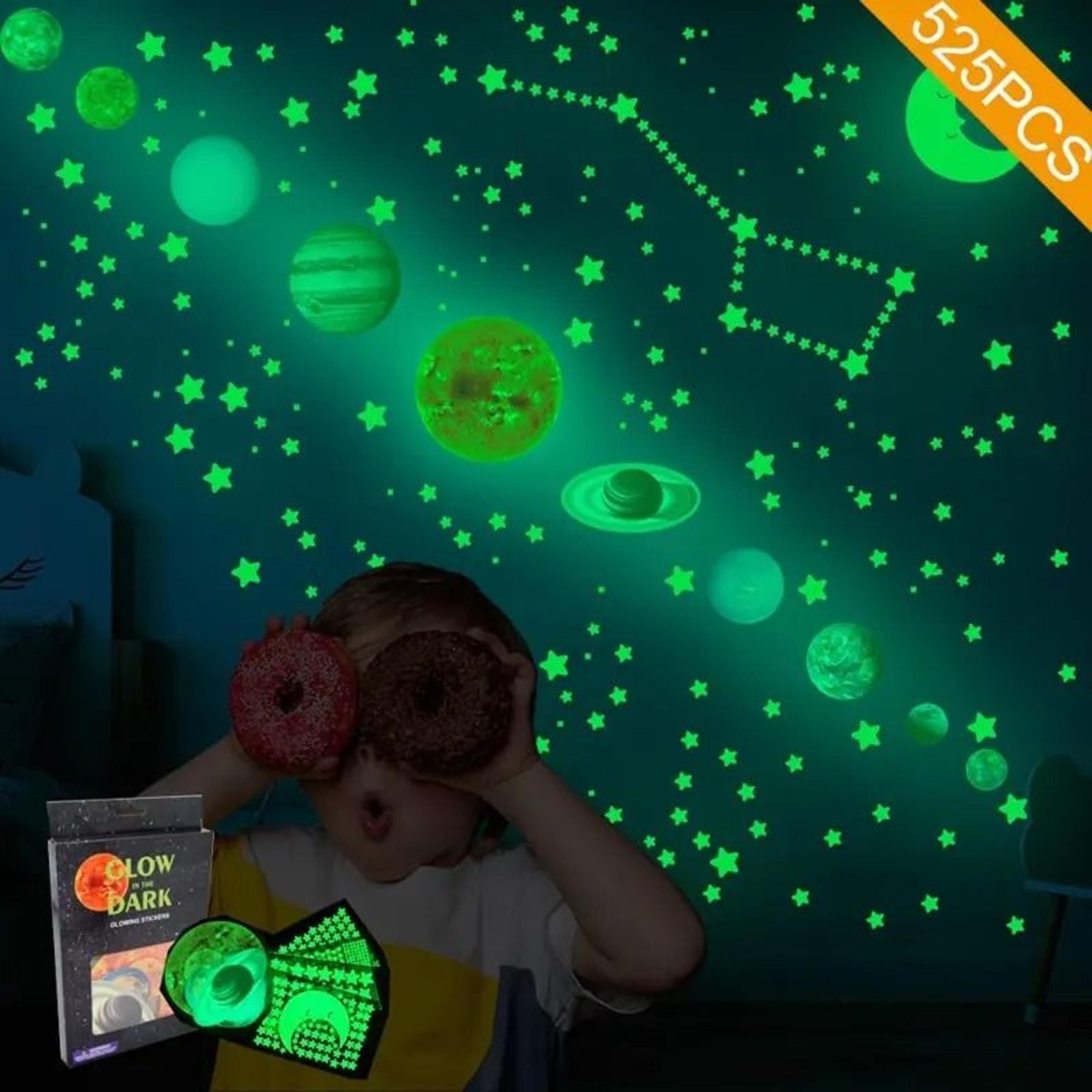 525pcs box glow in the dark nine planets wall stickers luminous star decals
