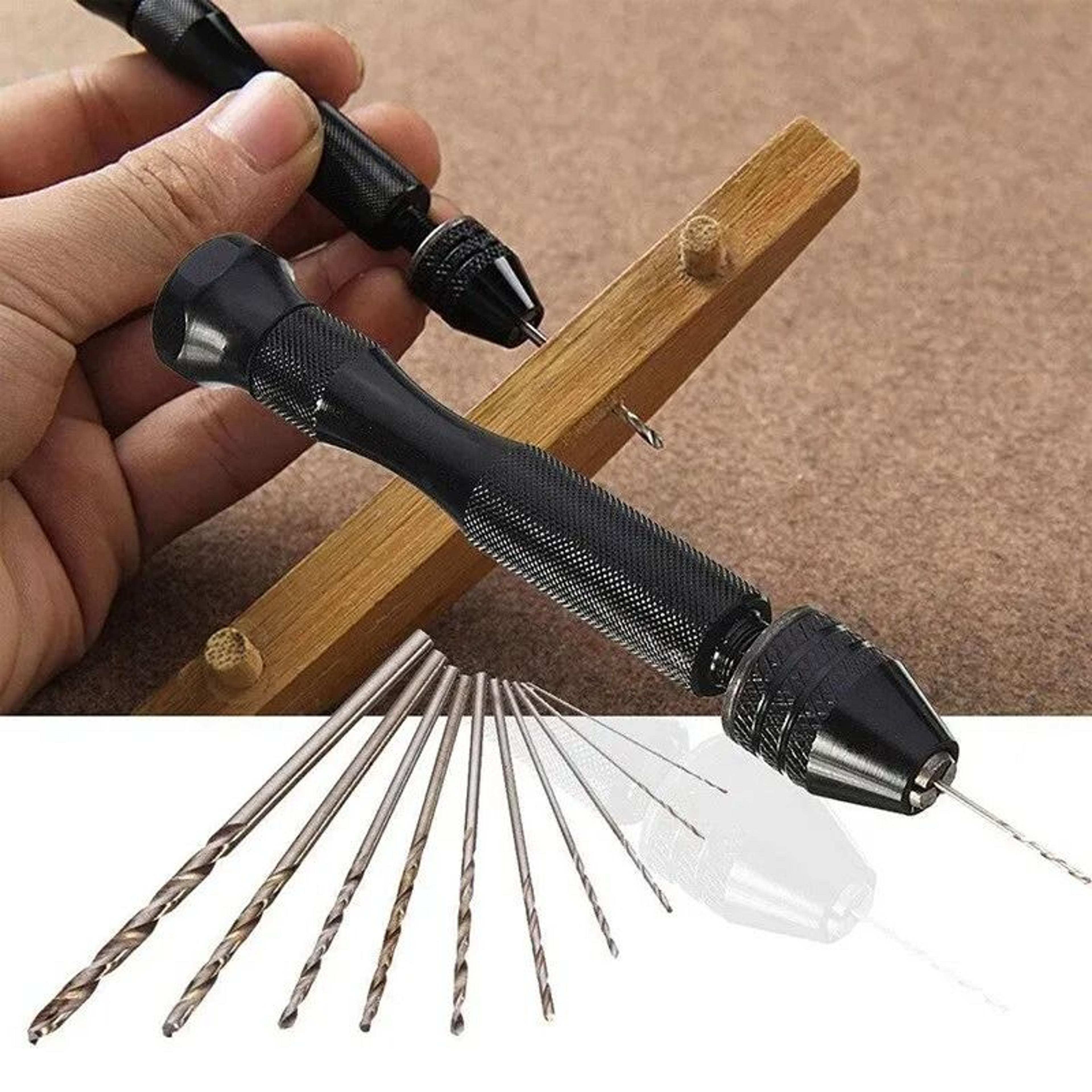 mini hand pin vise drill bit set 10pcs micro twist bits precision model tool