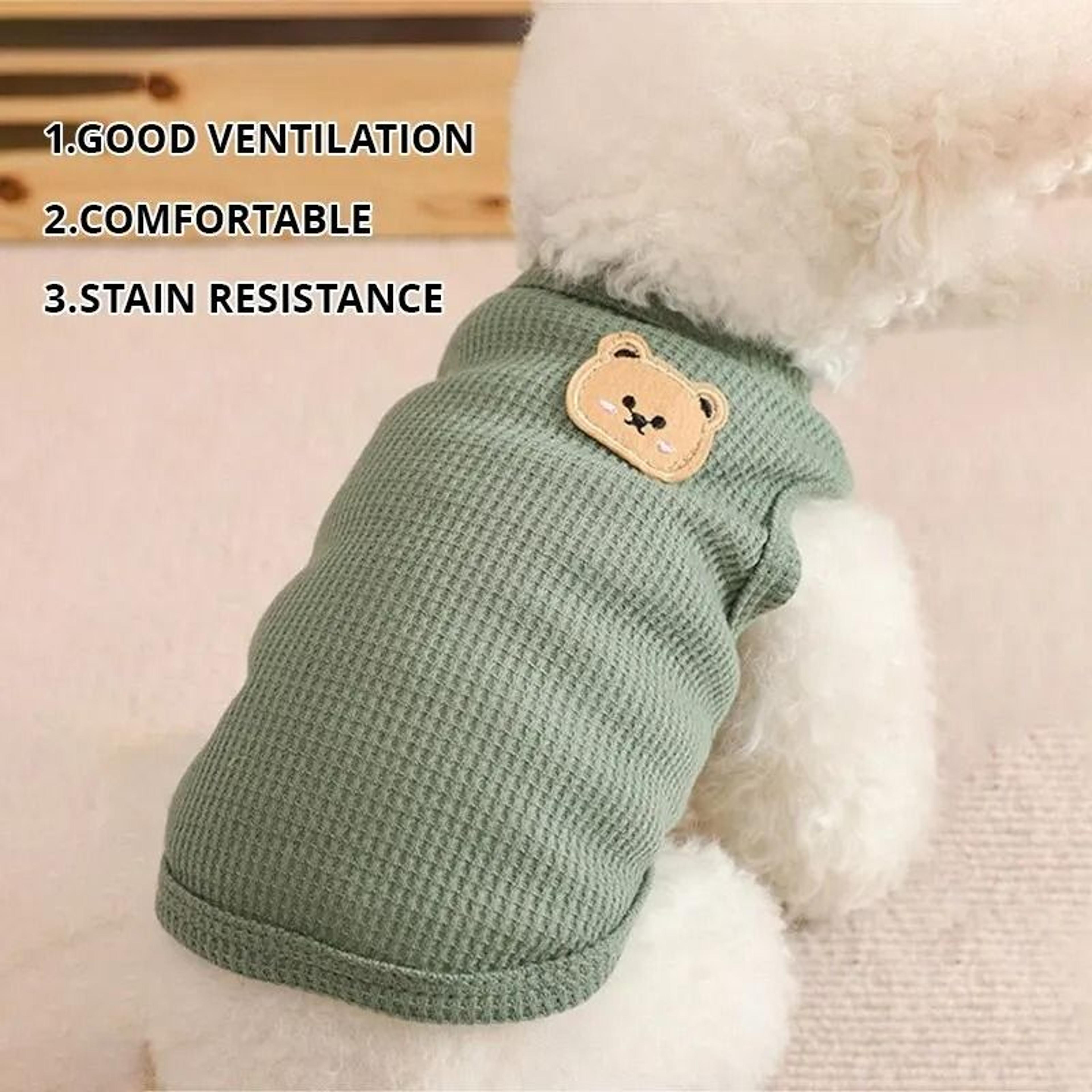 cute green bear summer dog vest breathable pet shirt chihuahua cat apparel