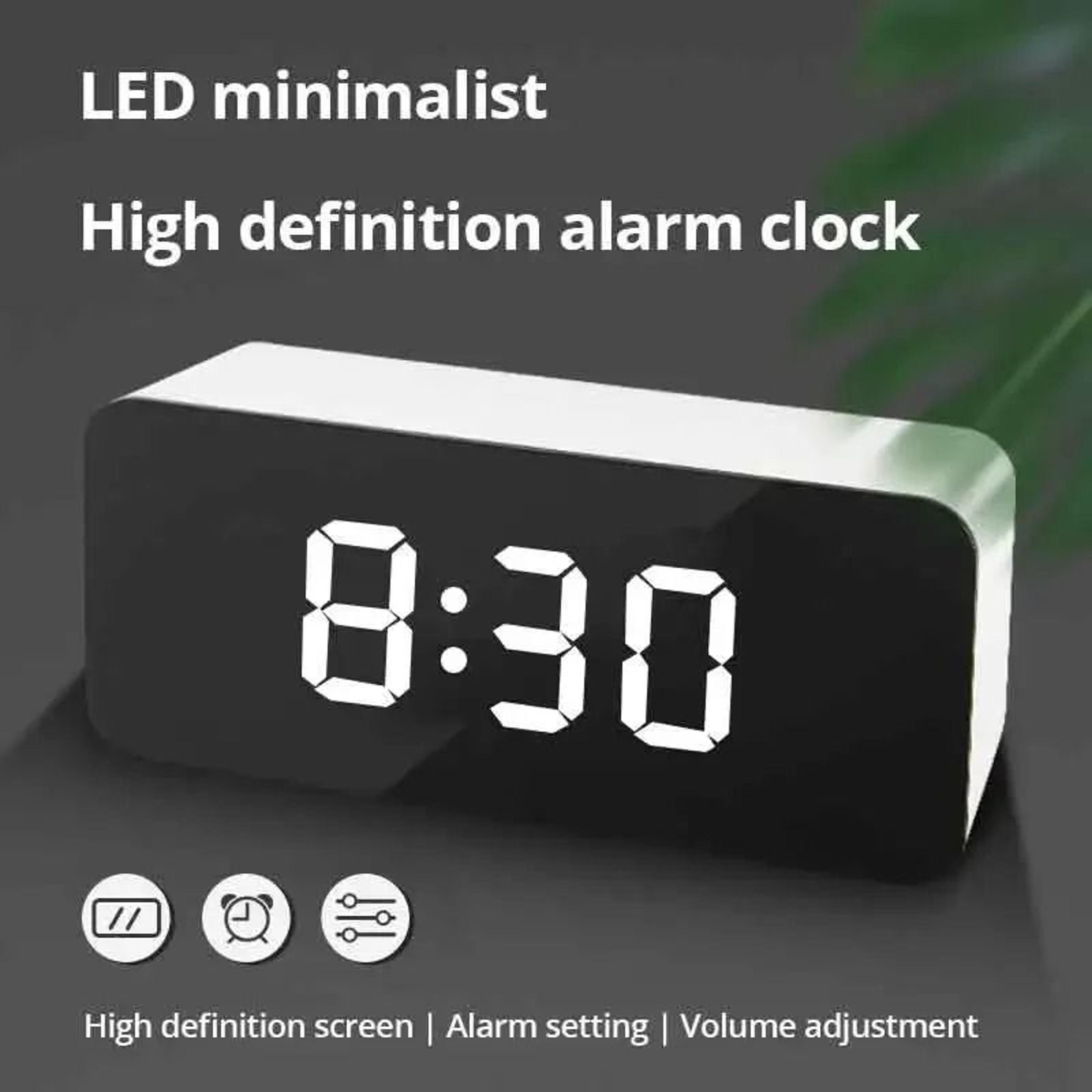 modern led mirror digital alarm clock usb table top night light snooze clock