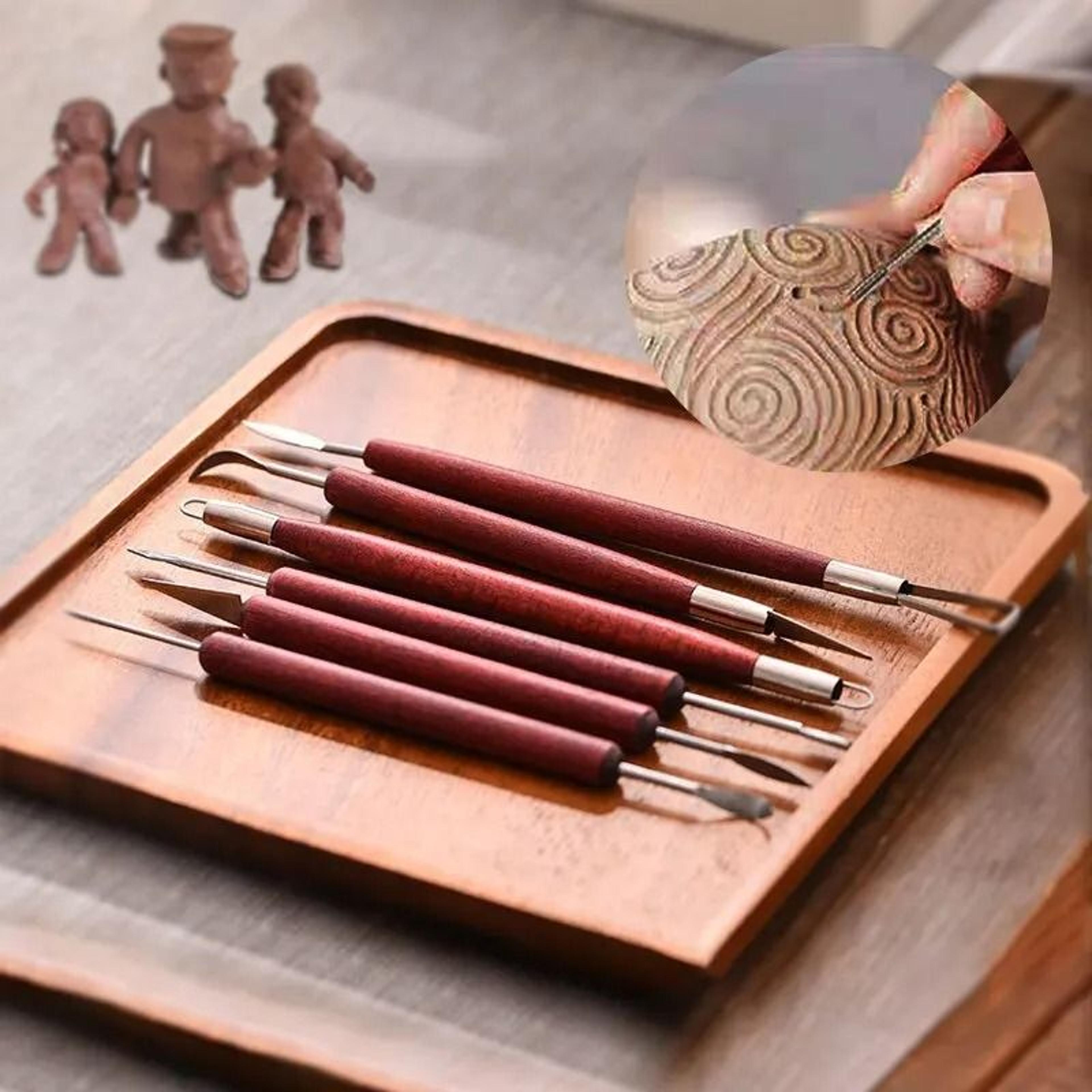 6pcs pottery sculpting tool set double ended ribbon wire clay carving knife
